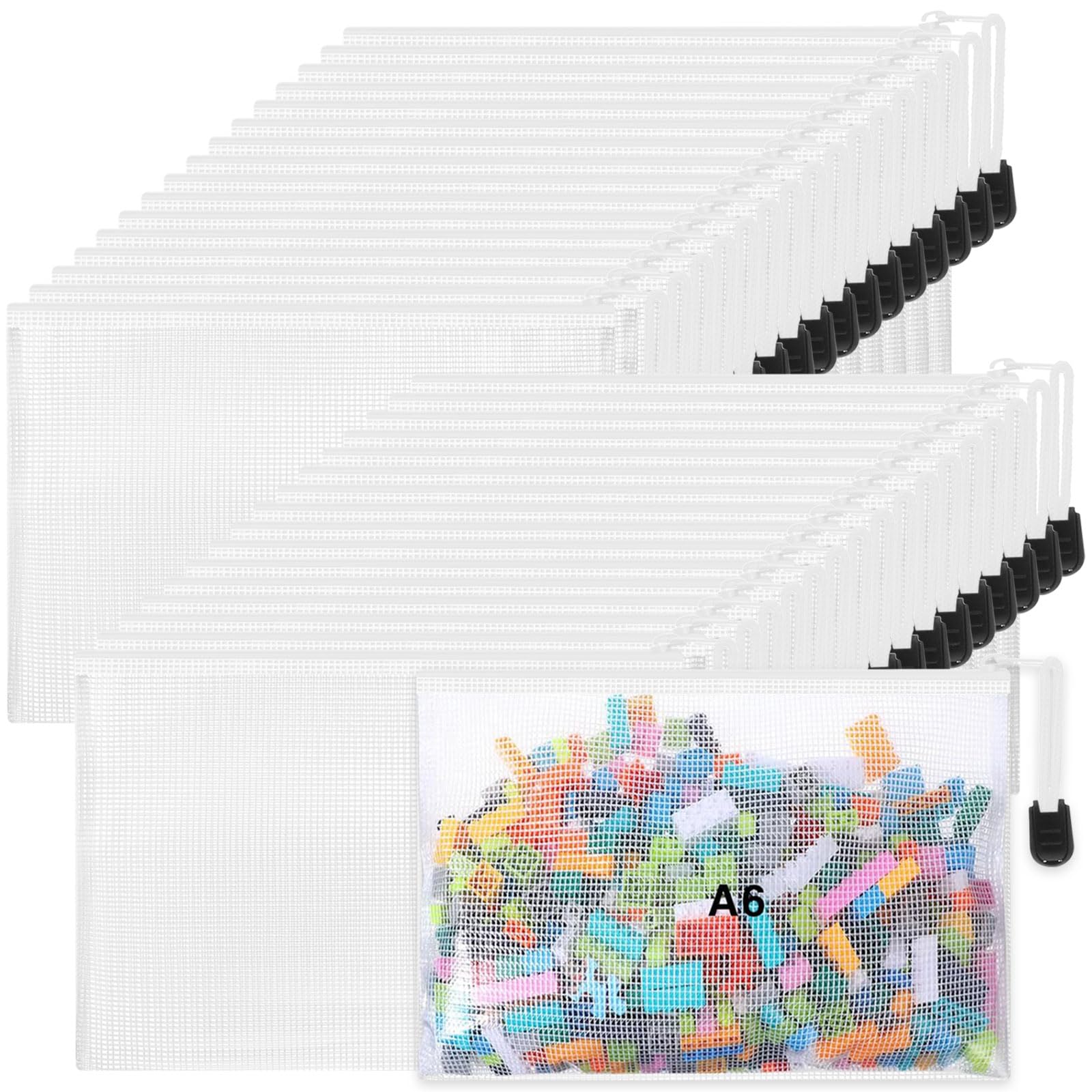 Jetec 32 Pcs Mesh Zipper Bags Bikini Organizer,White,7.5 x 5 Inch
