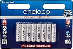 Panasonic Eneloop AAA Micro 750mAh Eneloop NiMH Ready to Use Rechargeable Battery BK-4MCCE (8 Classic Batteries),White