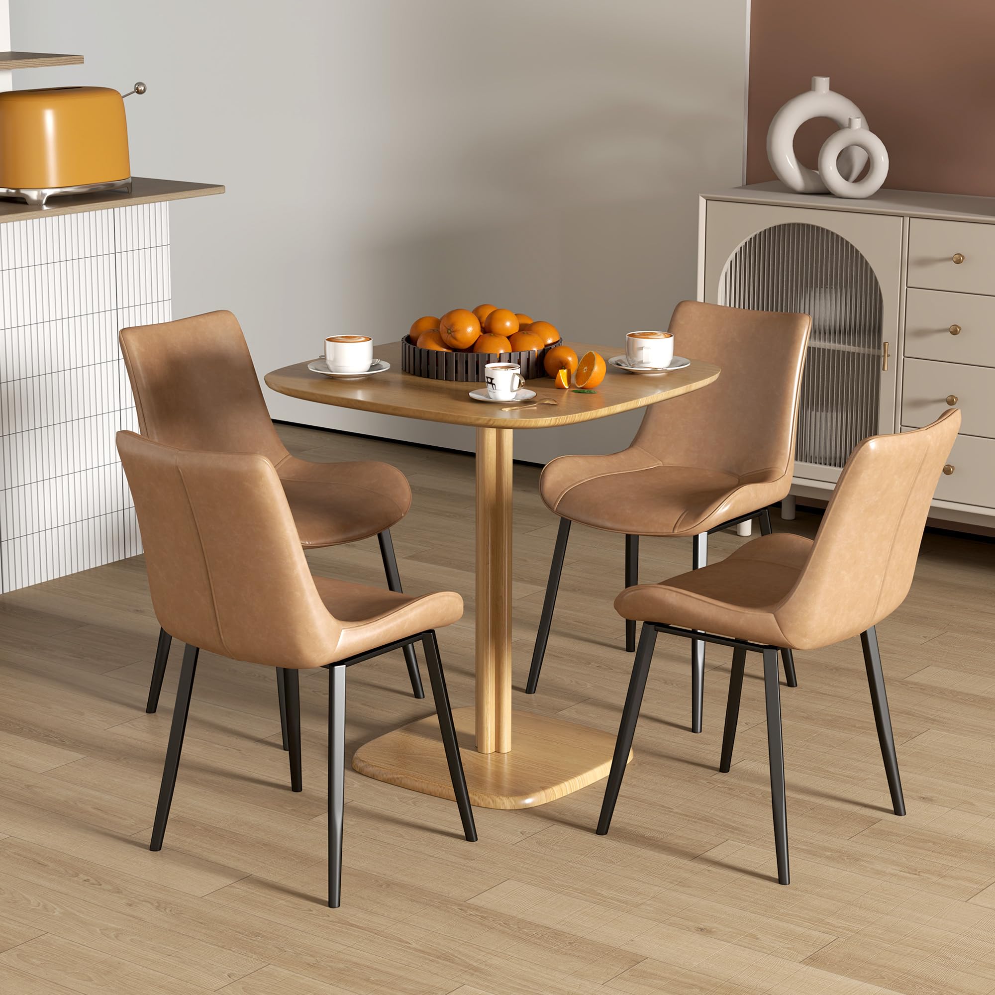 HOMCOM Tavolo pranzo 4 pers. piano effetto legno 27.6"x27.6" legno nat. | Tavolo da cucina moderno.