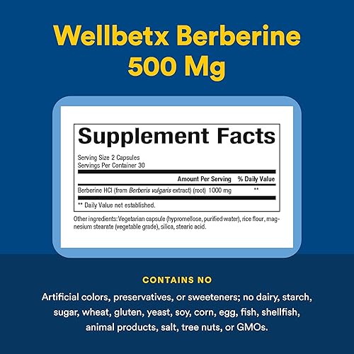 Miniatura 4 de Natural Factors WellBetX Berberine - Suplemento diario que apoya la salud metabólica - Fórmula apoya el corazón saludable - Sin gluten y vegano - 60