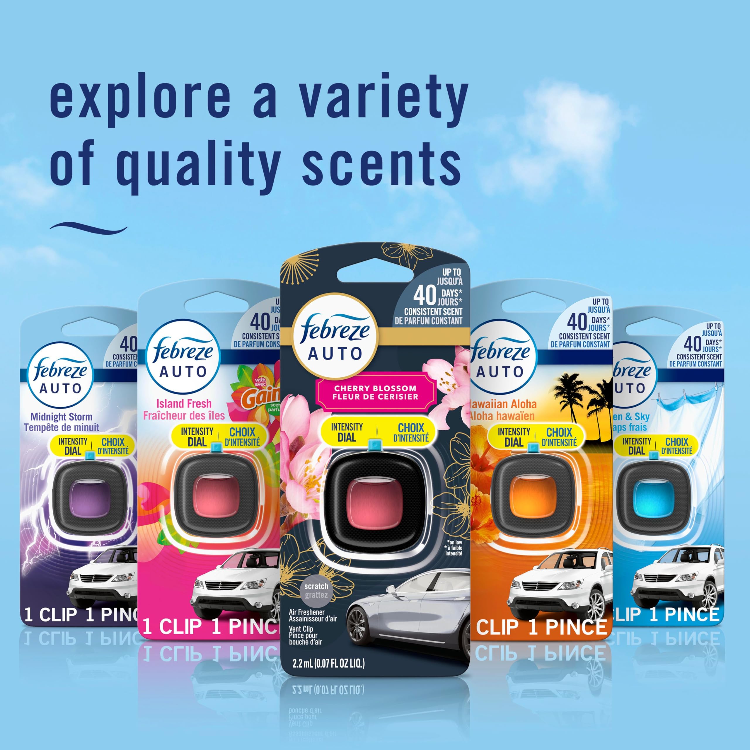 Febreze Car Air Freshener, Odor-Fighting Automotive Vent Clip, Scented Car Accessories, Long Lasting for Strong Odors, Unstopables Fresh Scent, .07 fl oz, 4 Count view 8