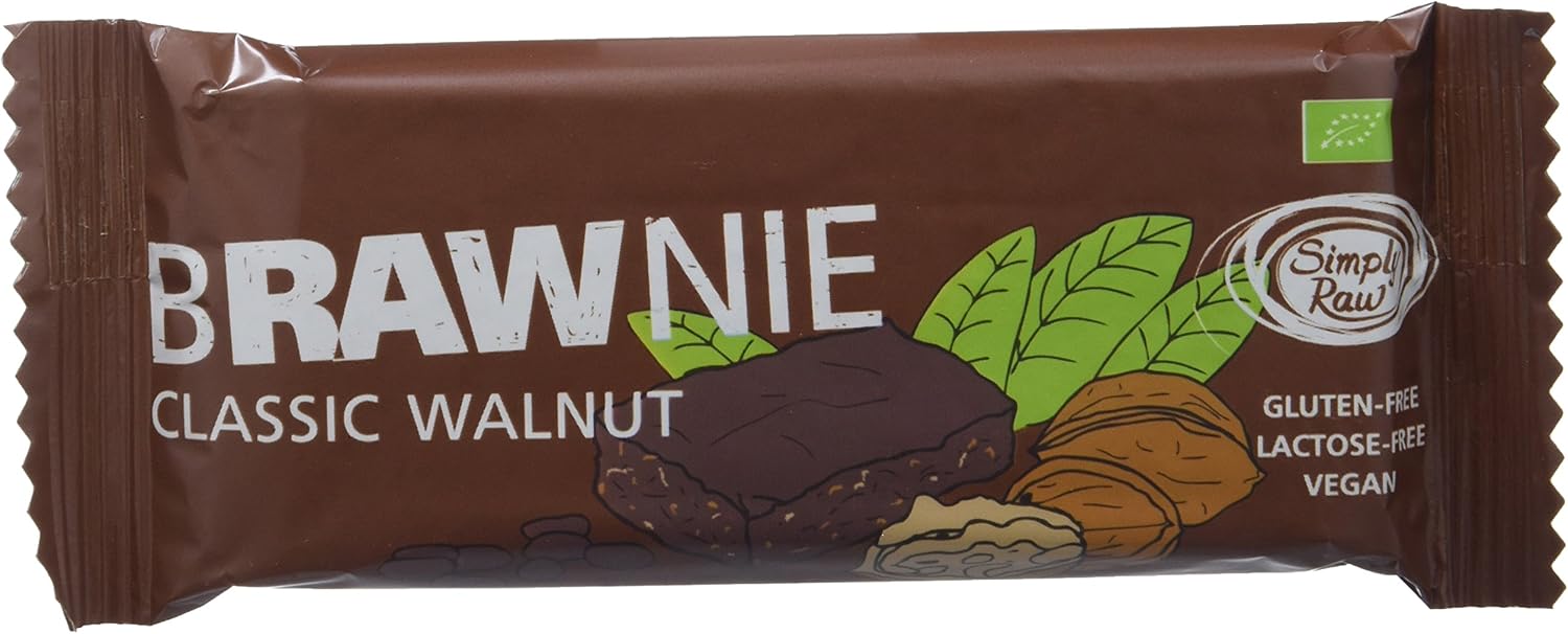 Simply Raw Brownie crudivegano de Nueces - Paquete de 16 x 45 gr - Total: 720 gr