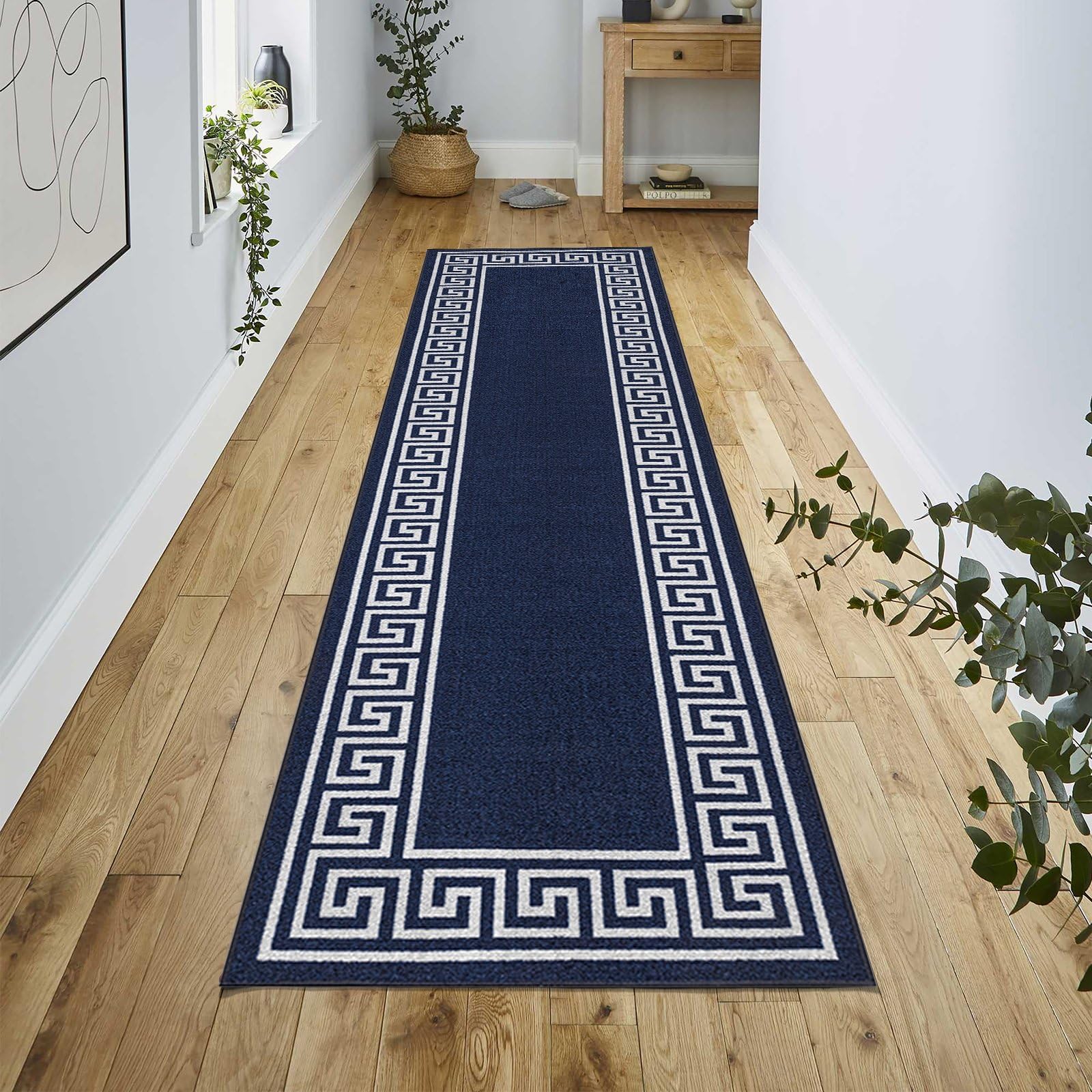 renoazul® Carpet Runners For Hallways Non Slip Long Heavy-duty Modern Rug, 80 x 300 cm - Navy - Greeky Soft Pile Hall Runner Rugs For Living Room, Bedroom, Kitchen Runner. — image 1