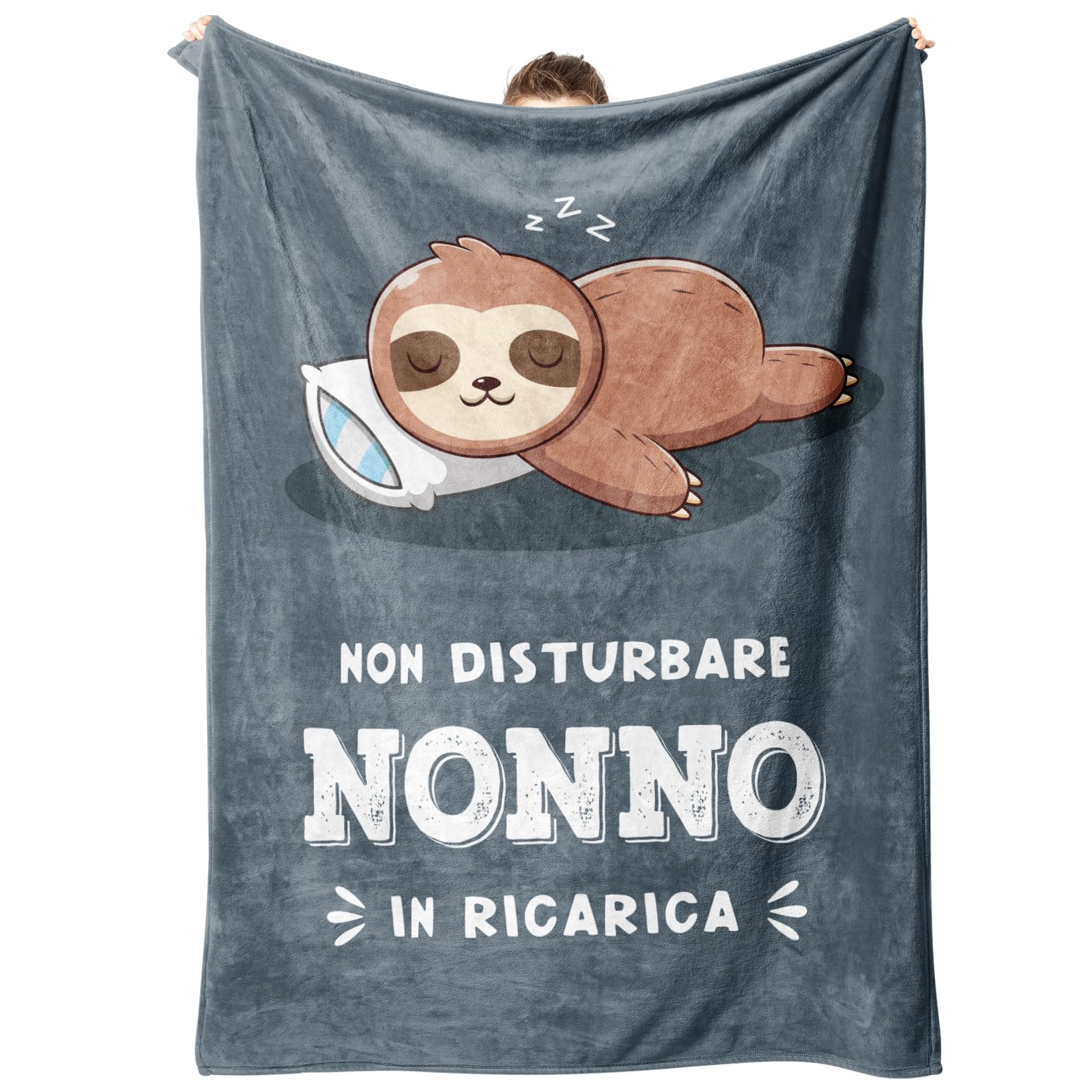 Niyewsor Regalo per Nonno Coperta, Regalo Nonno Compleanno, Festa del Papà Natale Regali per Nonni, Bradipo Coperta Flanella 130 x 150cm