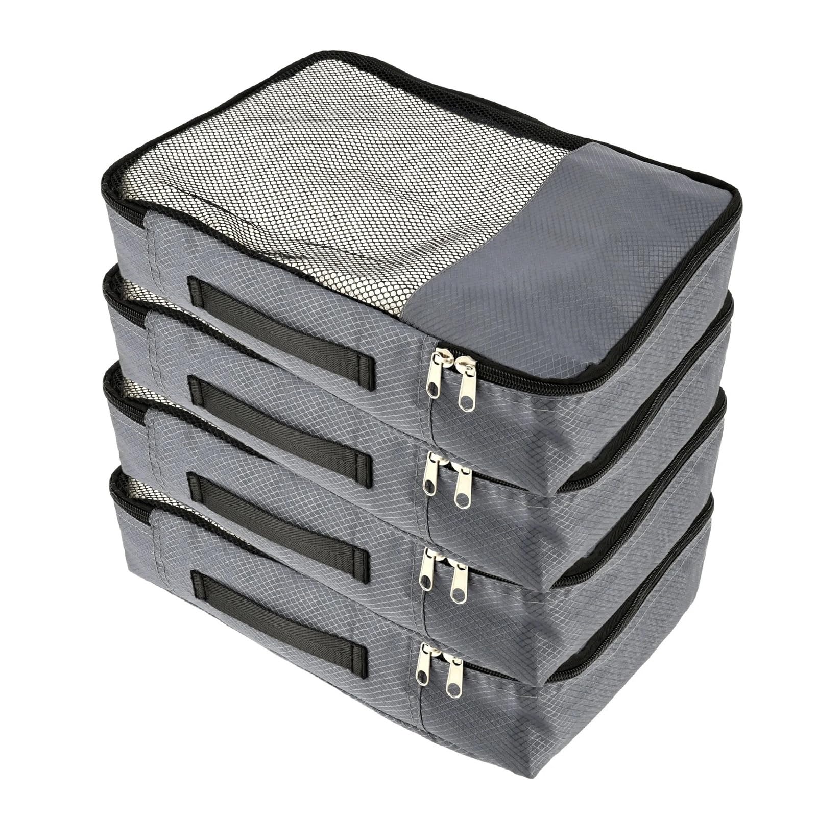 Organizador de equipaje con bolsas de almacenamiento de viaje de 4 piezas | Bolsas de embalaje de tela Oxford con tapa de malla y cremallera for viajar
