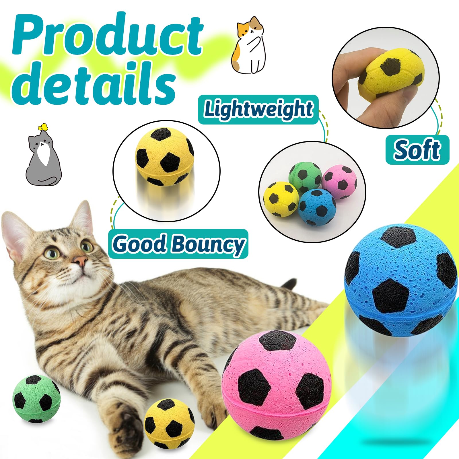 Andiker 8 PCS Cat Soccer Ball Toys - Image 3