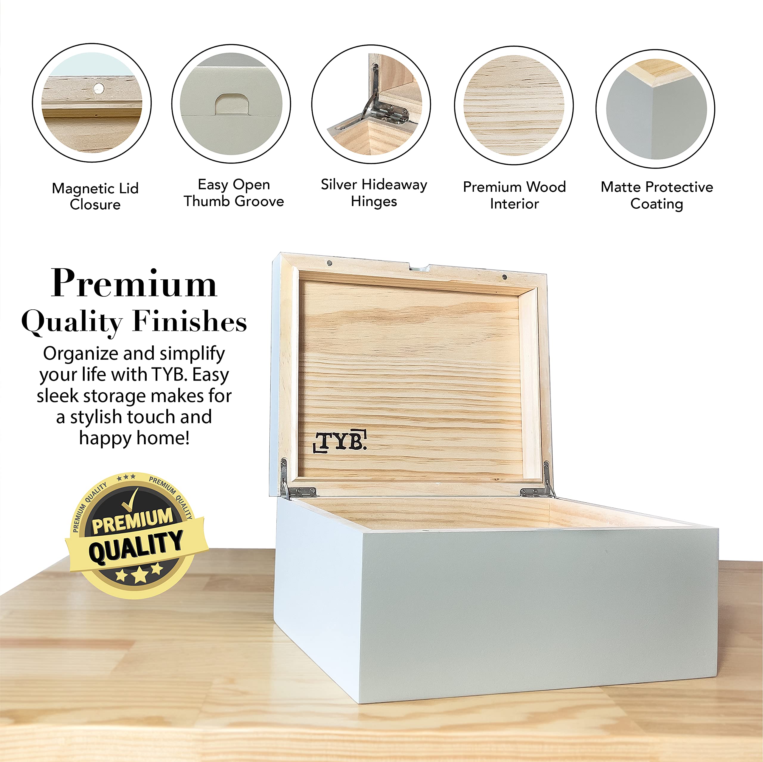 Buy Large Wooden Box with Hinged Lid Keepsake and Stash Boxes with
