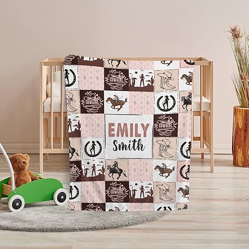 Miniatura 37 de Manta de bebé occidental, mantas de bebé personalizadas para niños, manta de vaquero para niños y niñas, manta de felpa personalizada con nombre