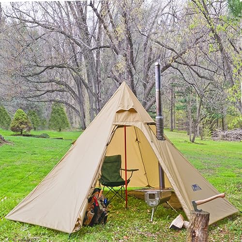 Miniatura 5 de PRESELF Tipi - Tienda de campaña caliente para 2 a 3 personas versión 2 con conector de estufa para caza de arbustos ligera sala de estar mochilero