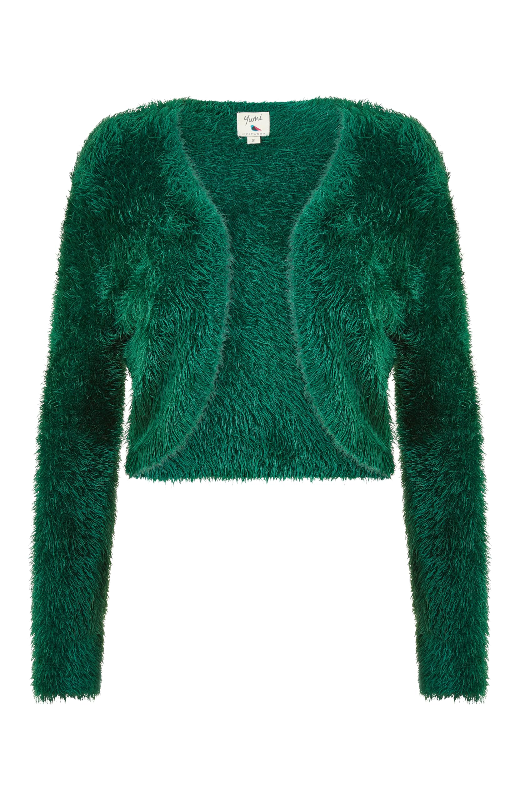 Yumi Women's Green Eyelash Knit Bolero - Size S Uk