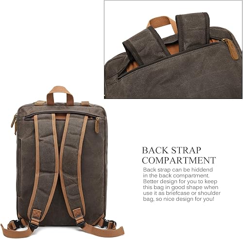 Miniatura 5 de CoolBELL Bolsa de mensajero para laptop, bolsa de hombro vintage, mochila convertible, maletín retro, bolsa de viaje versátil para laptop de 17.3