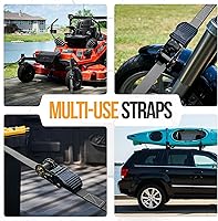 Vista 9 de FORTEM Correas de trinquete, juego de correas de amarre de 1650 libras de resistencia a la rotura, paquete de 4 de 15 pies x 1 pulgada, 4 bucles