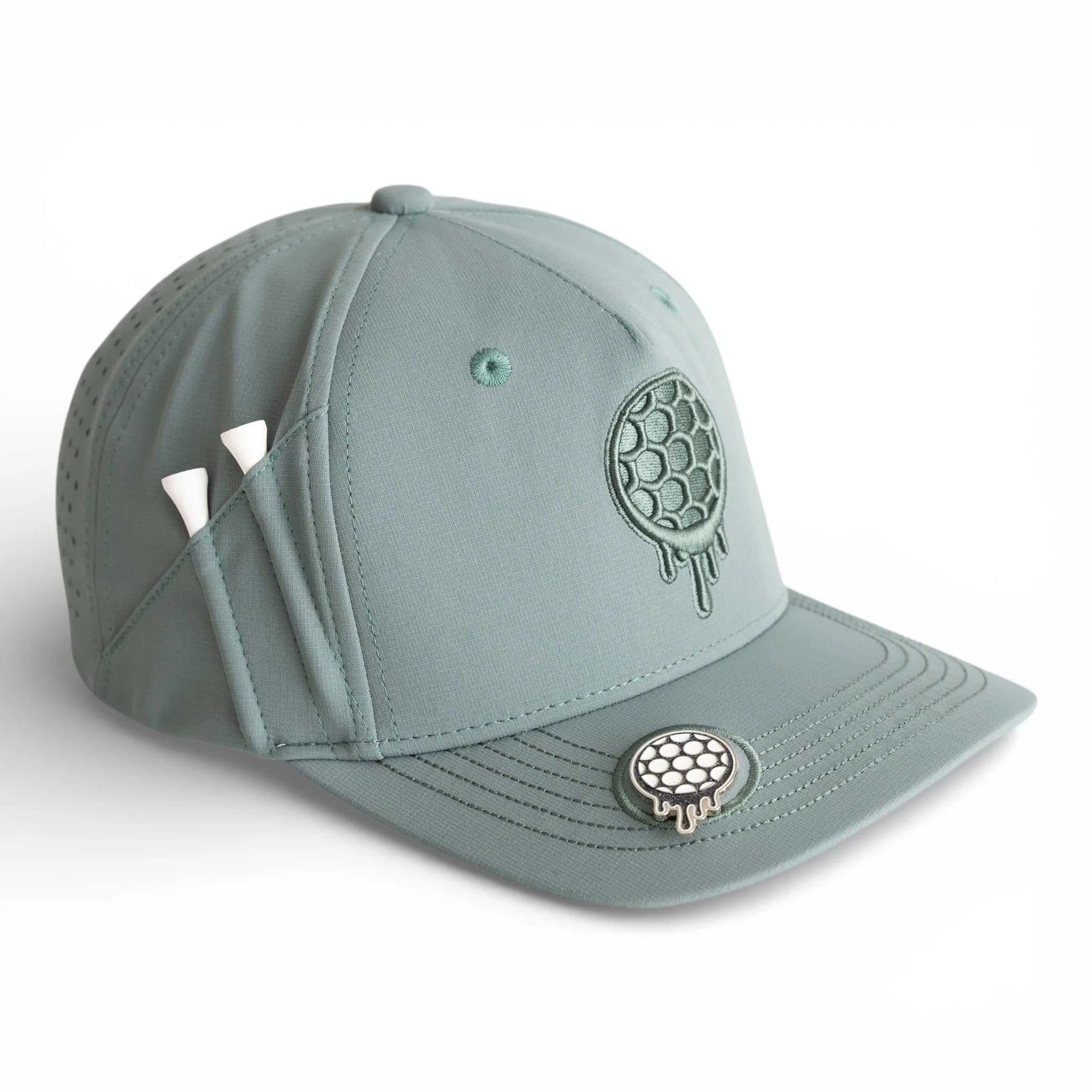 Snapbacks Golf Hats - Tee Holder with Tees Bill Magnet with Ball Marker - 100 Custom Made
