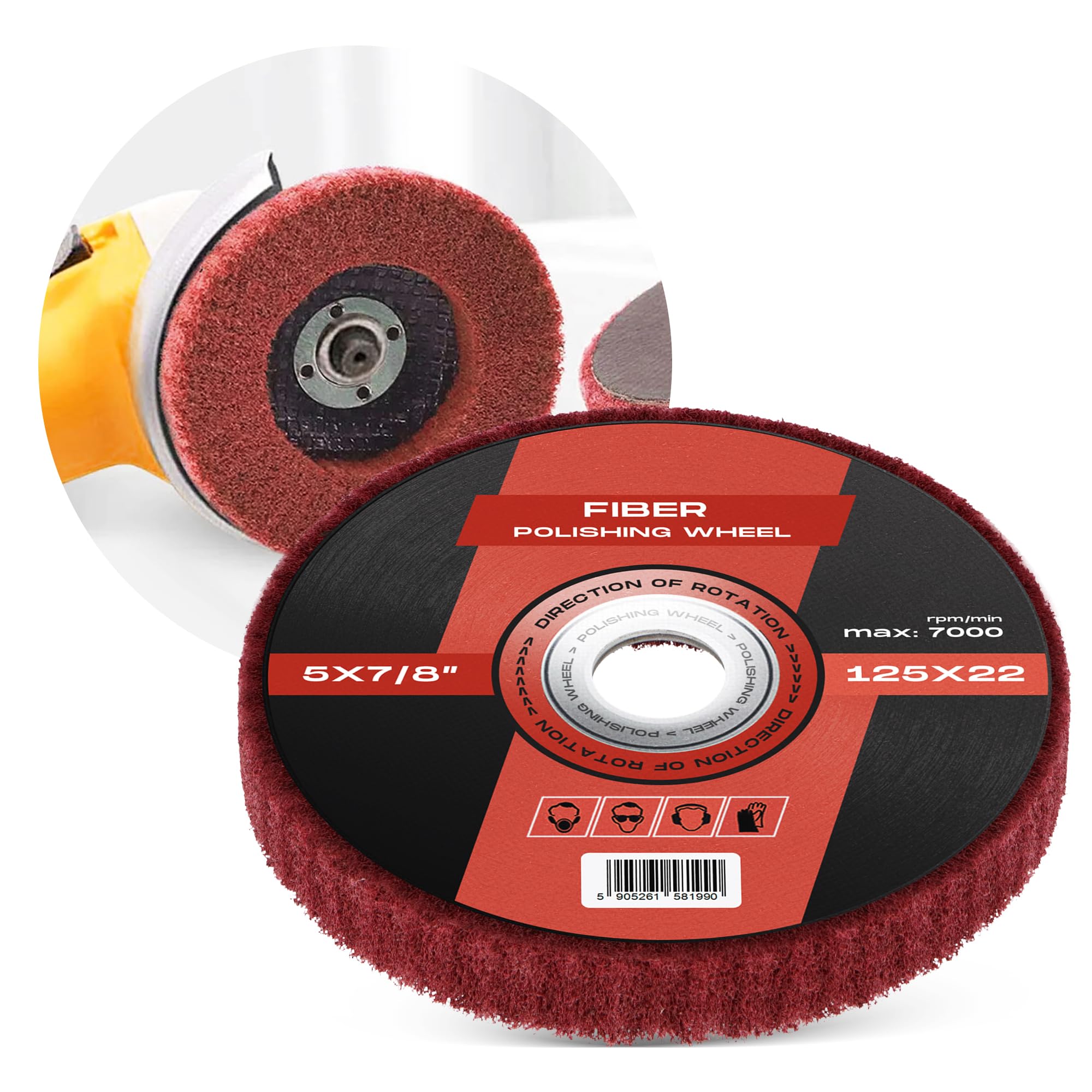 10x Dischi Pulizia 125 x 22,2 mm Ruote Lucidatura Smerigliatura Polietilene Poliammide Fibra Molatura Vernice Rimozione e Ruggine Smerigliatrice Angolare