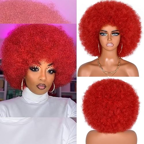 Miniatura 1 de MURAME Pelucas afro para mujeres negras, peluca afro corta y rizada de los años 70, pelucas para mujeres, pelucas sintéticas de aspecto natural para