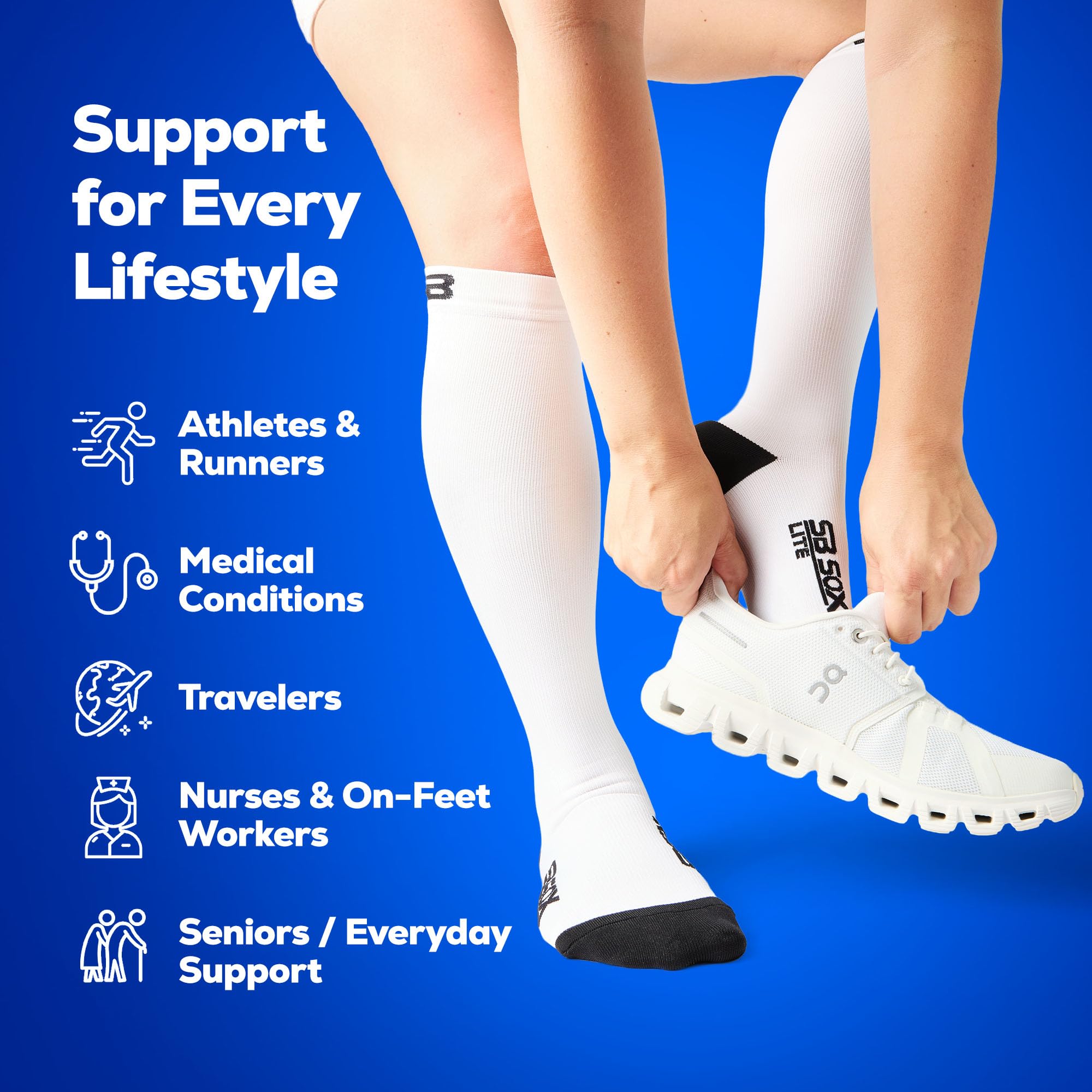 SB SOX Lite Kompressionsstrümpfe (15-20mmHg) für Männer & Frauen - Perfekt für Frühjahr/Sommer - Best Strümpfe für Laufen, Medizin, Sport, Reise, Schwangerschaft