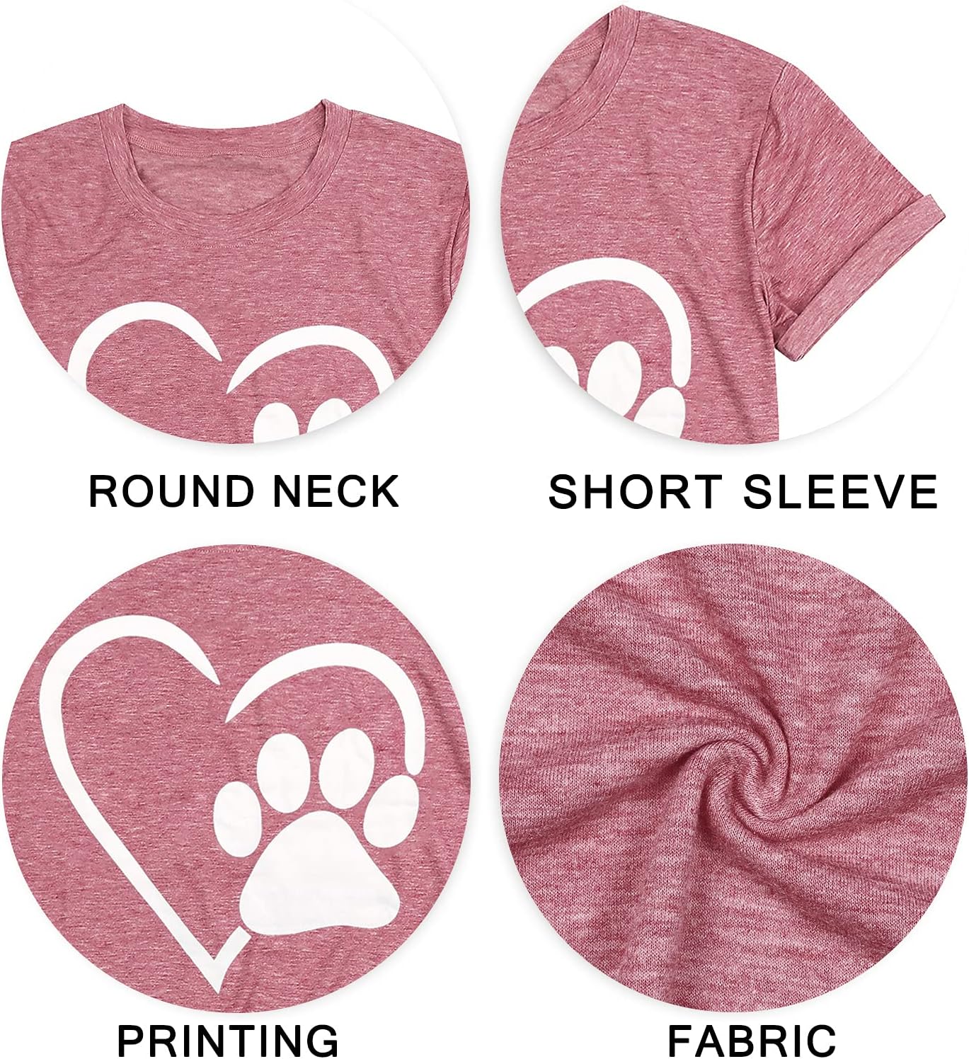 Paw Love Shirt Dog Lover Shirts for Women Paw Print Heart Tee Shirt Cute Dog Mom Short Sleeve Tee Tops - Image 6