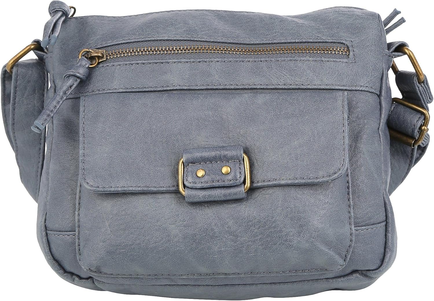 Bueno Solid Pebbled Medium Crossbody Bag One Size Denim blue Handbags