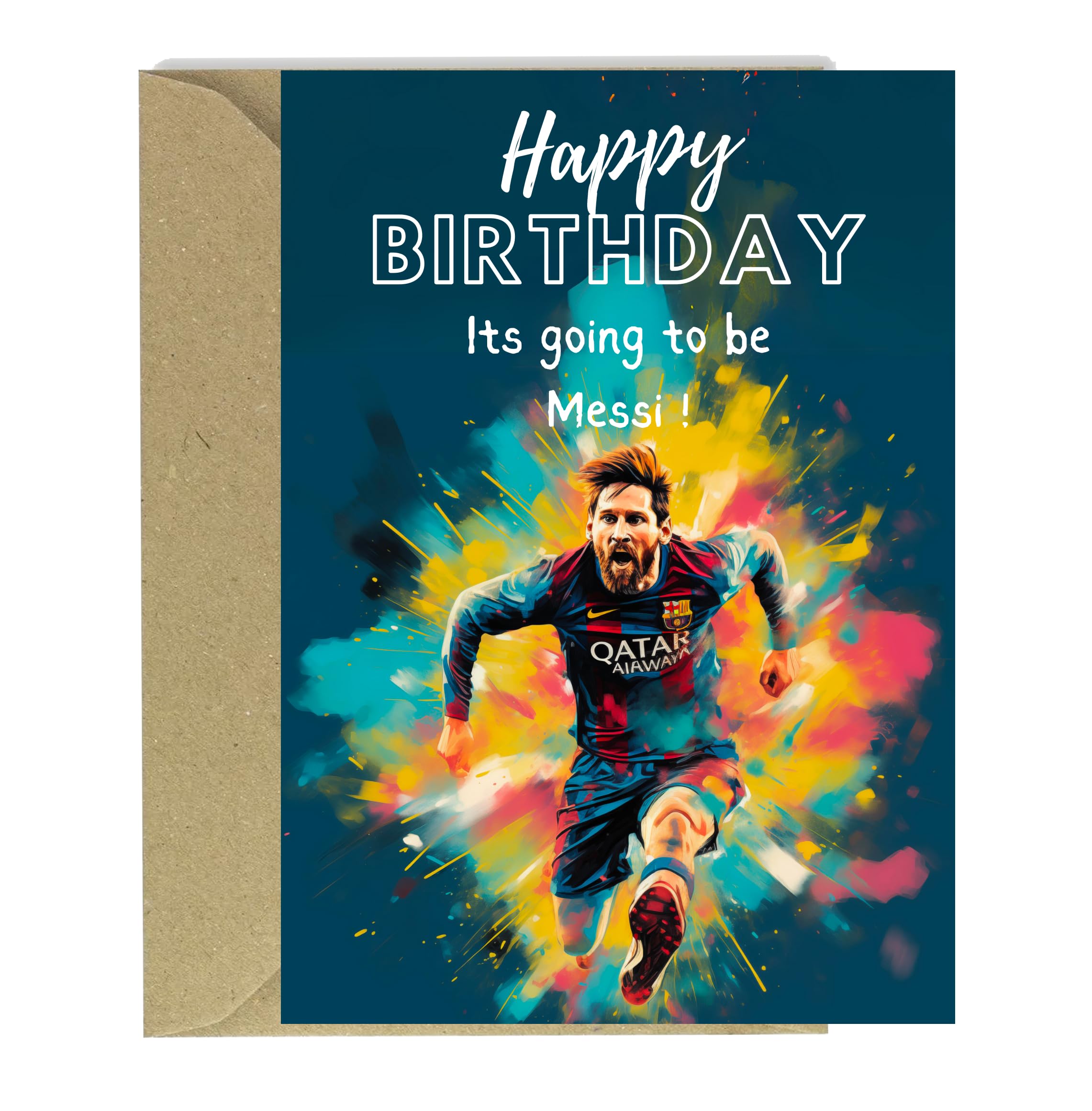 Messi Paint Splash Football Birthday Greetings A5 Size