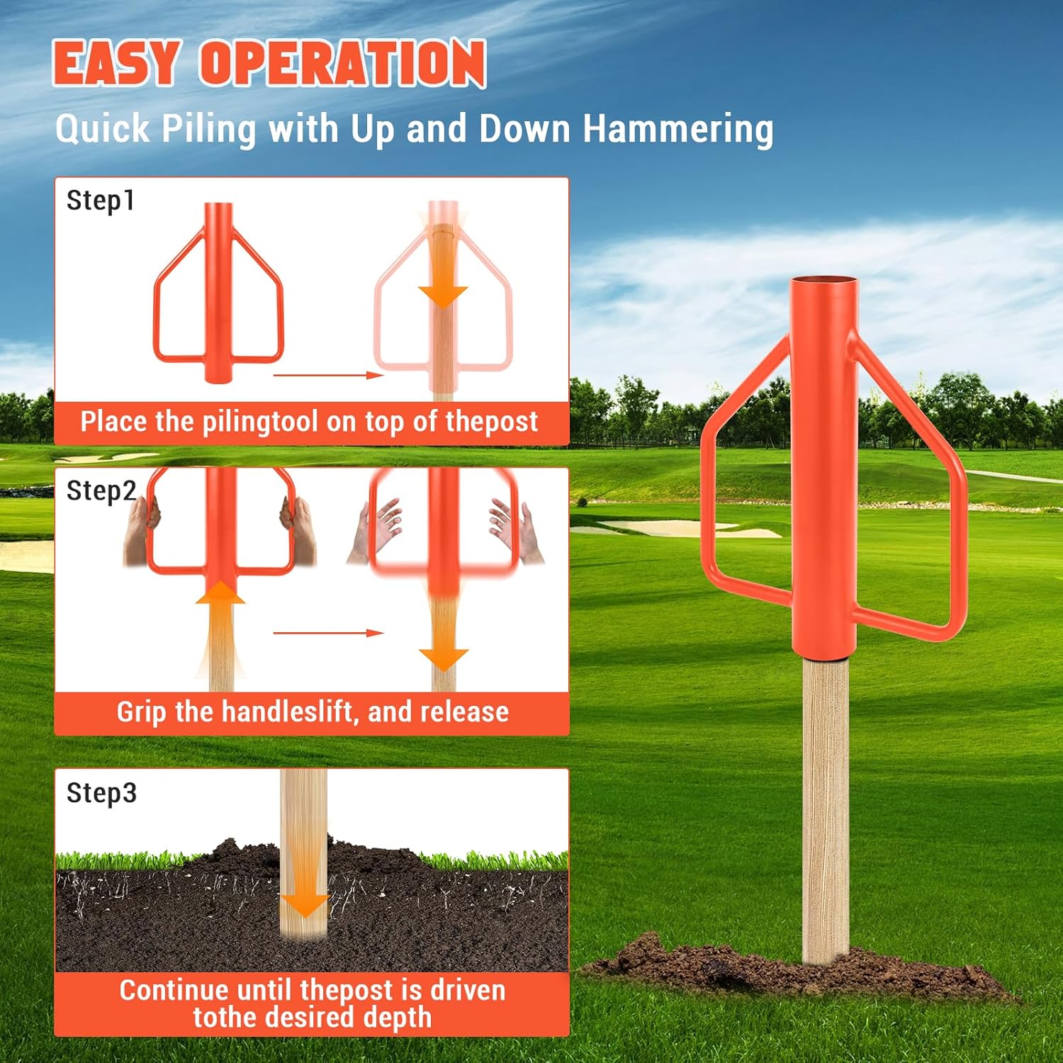 T Post Driver 12 lbs,Heavy Duty Fence Post Drive with Handles,Metal Post Pounder for Driving,
