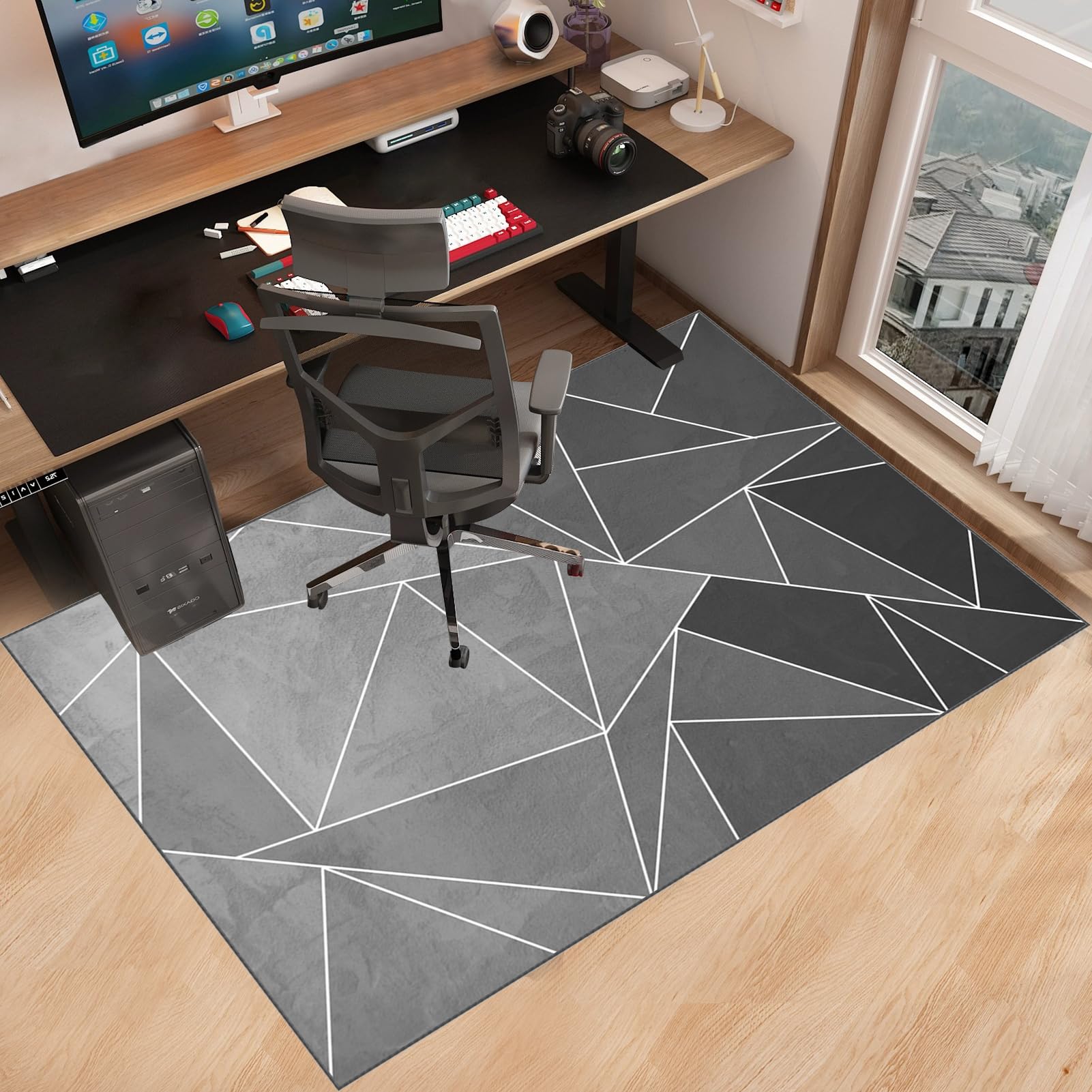 Schreibtischstuhl Unterlage - Boden schutzmatten Gaming - Bodenschutzmatte für Hartböden - Gaming Teppich Stuhlunterlage - Teppich bürostuhl geeignet für Laminat Parkett Fliesen 70 x 120 cm
