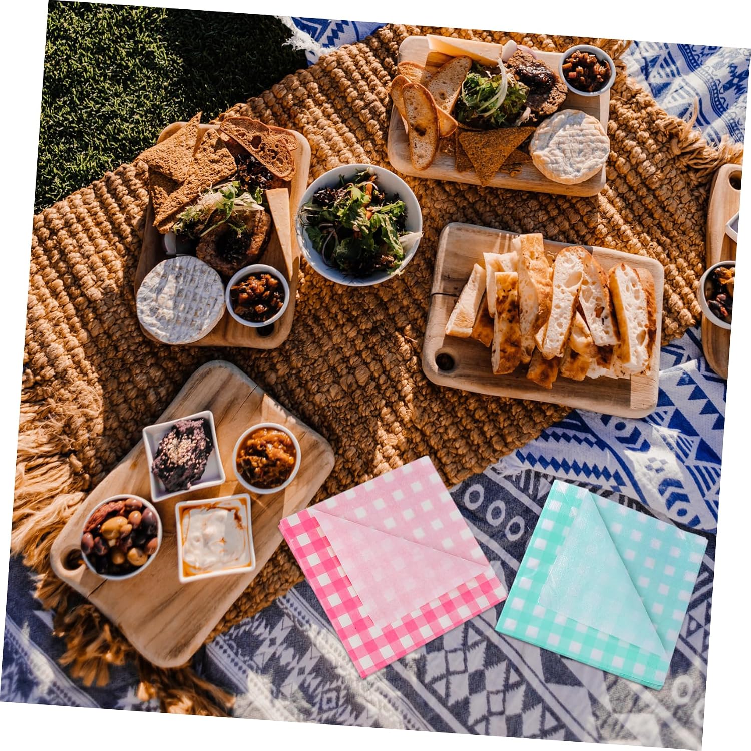 GARVALON 80pcs Pattern Decorative Paper Napkins Checkered Tissue for Parties Holidays Home Use and Restaurant Decor Highly Absorbent Chic Design for Events