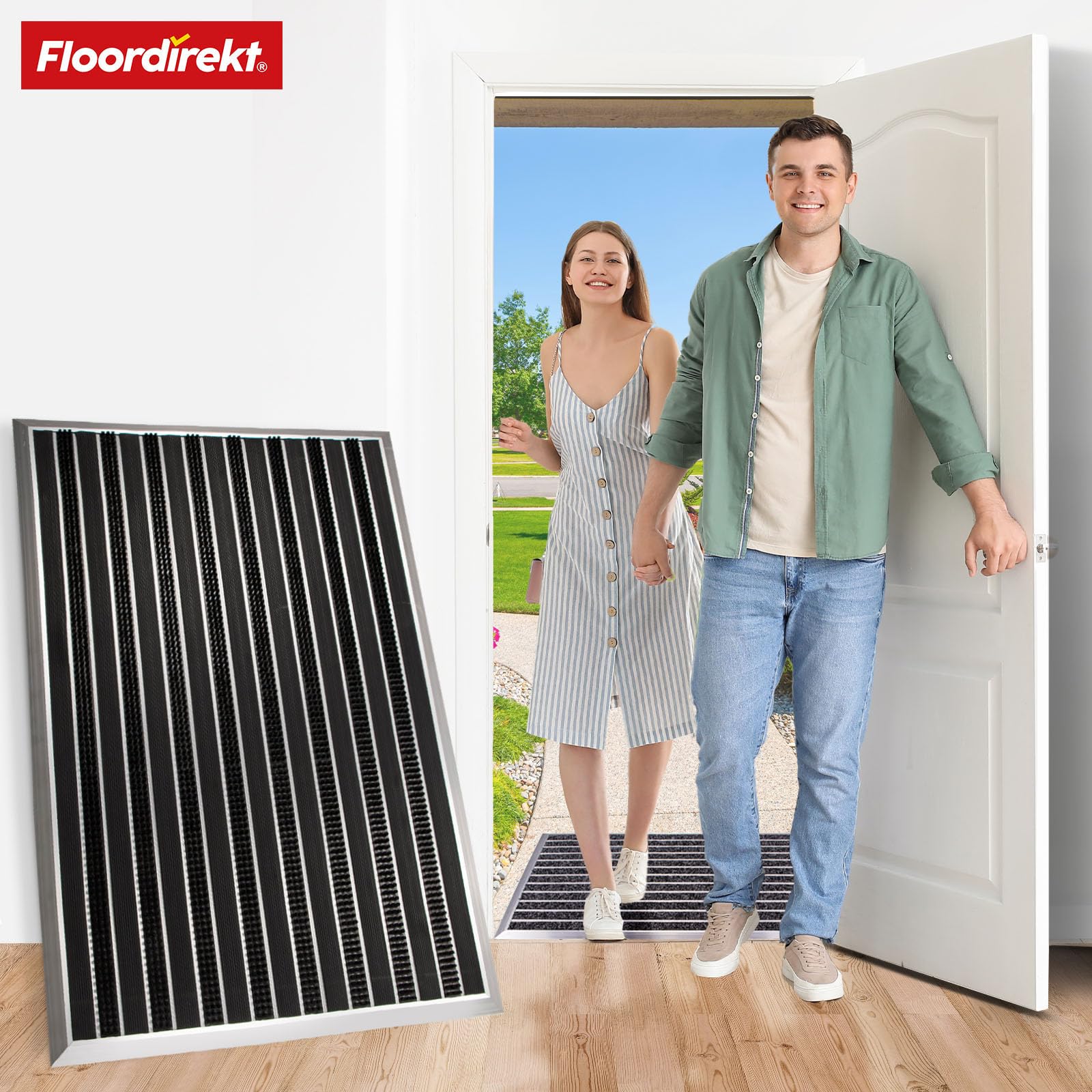 Floordirekt Fussabtreter Aussenbereich „Spectral“ für innen & außen - rostfrei & wetterfest - Haustür Fußabtreter - Türmatte Eingangsmatte (PVC/Bürste.68 x 98 cm)