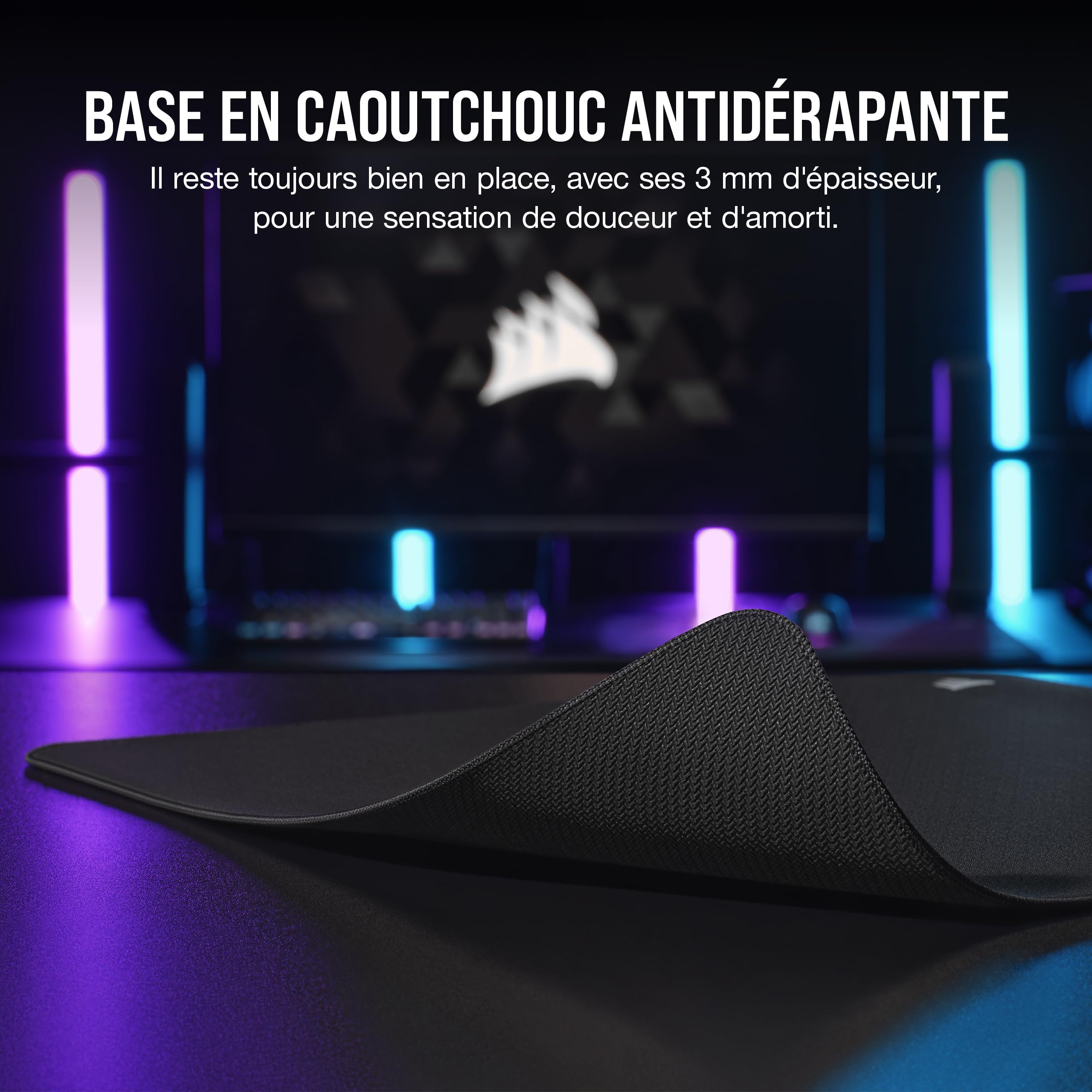 Corsair MM500 v2 Tissu Hybride Tapis de Souris Grand Format pour Le Jeu – 45cm x 40cm – Revêtement Anti–Éclaboussures – Bords Cousus Anti–Fraude – Base en Caoutchouc Antidérapante – Noir