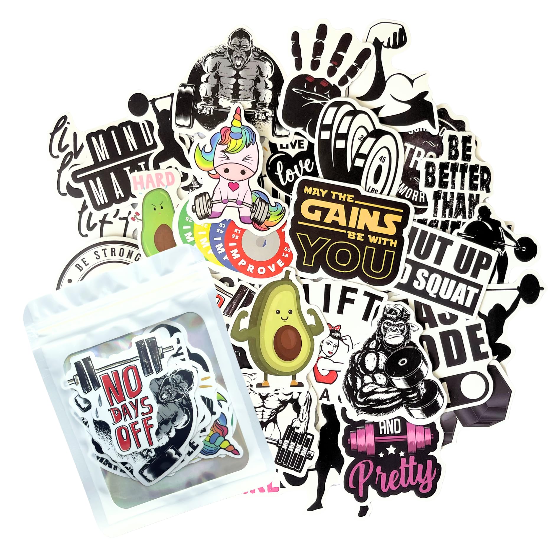 Hntr Gym Hntr® Stickers | 50 Motivational Fitness Stickers For Equipment, Fitness Journal & Weight Loss Chart