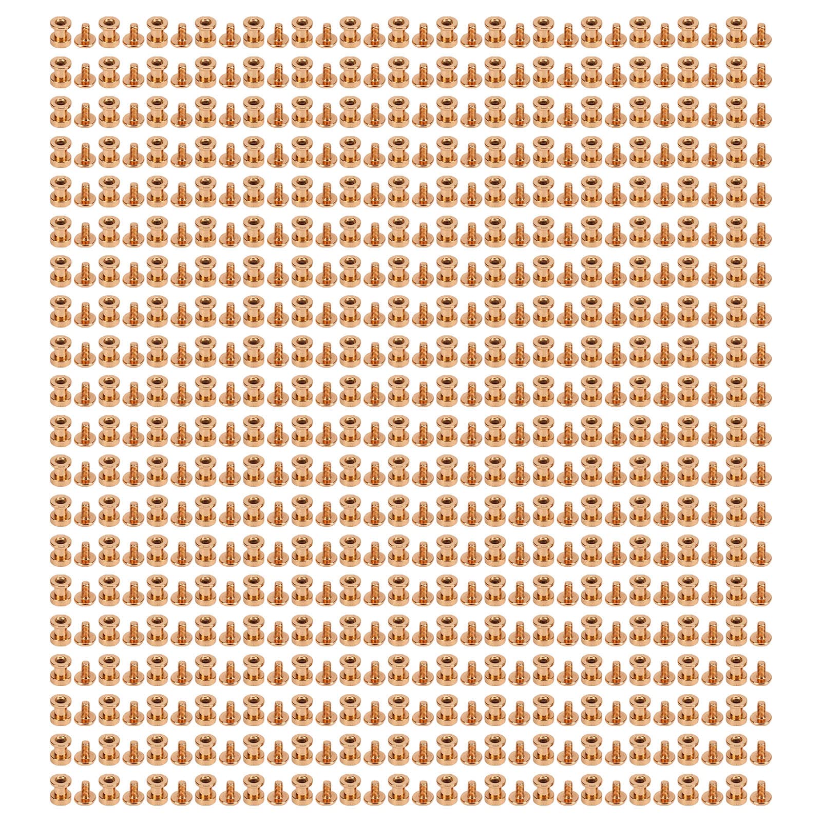 300 juegos de tornillos de encuadernación de libros para bricolaje, cabeza plana de doble capa, bordes más suaves, juego surtido de tornillos Chicago para bolsas de ropa DIY (Oro)