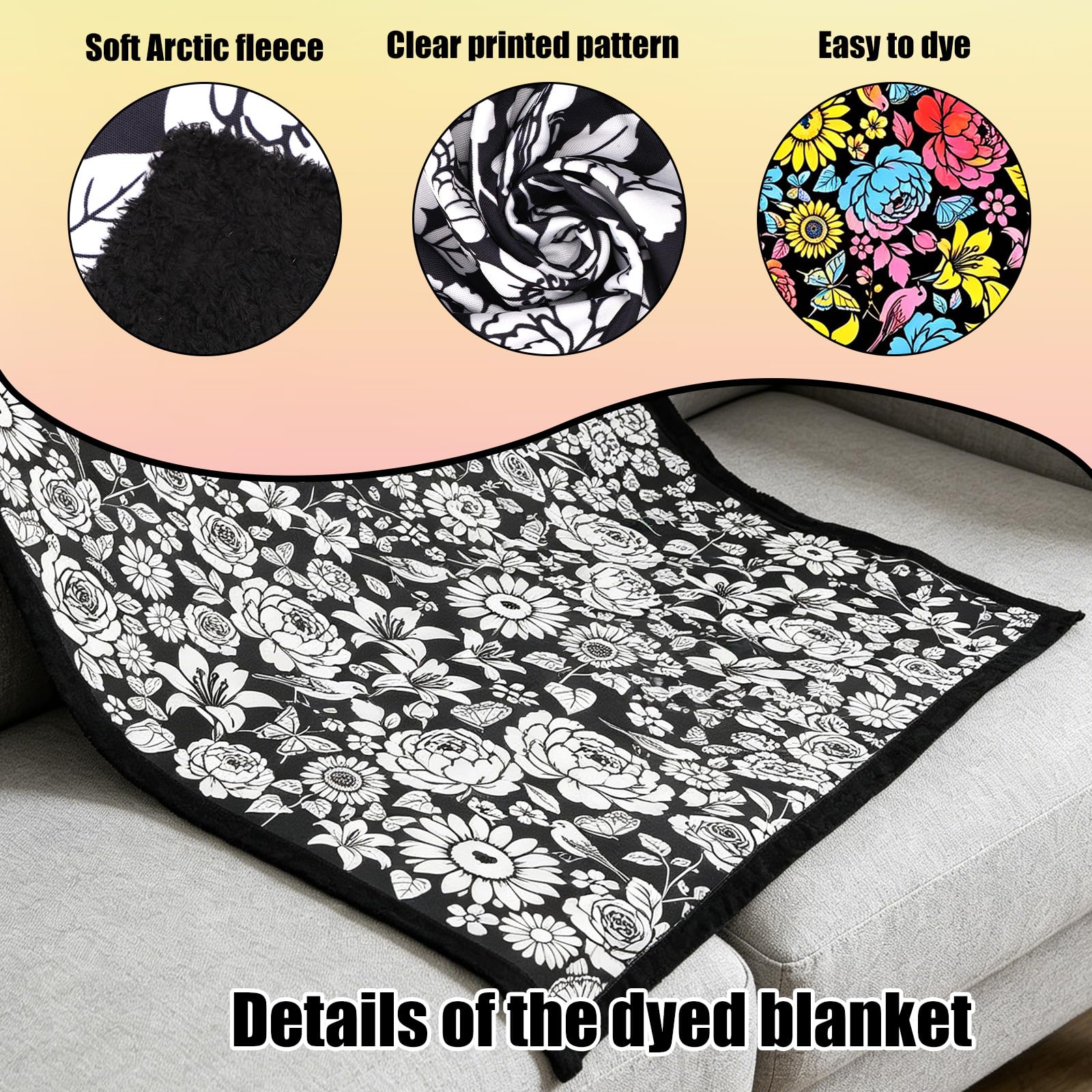 DIY Coperta da Colorare con 24 Pennarelli per Regali (Fiore)