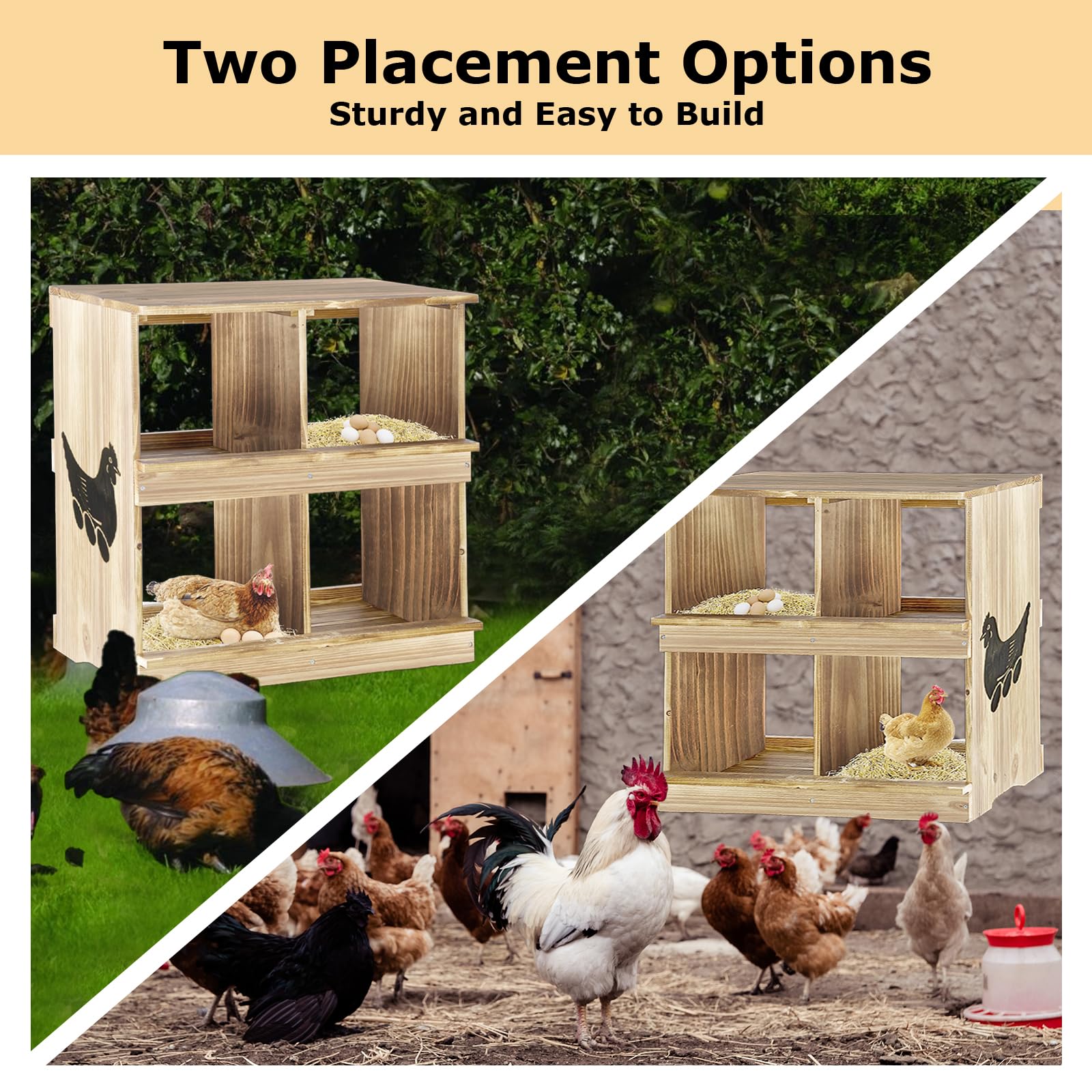 Nido Madera 4 Compartimentos Caja Nido Gallinas COZIWOW - Madera, 4  Compartimentos, Techo Asfalto, Para Gallinas Y Patos Caja Nido Pollos, image size:1600x1600