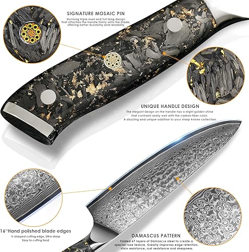 Miniatura 3 de KEENZO Juego de cuchillos de Damasco, juego de 5 cuchillos de cocina profesionales, juego de cuchillos de chef afilados. Juego de cuchillos de acero