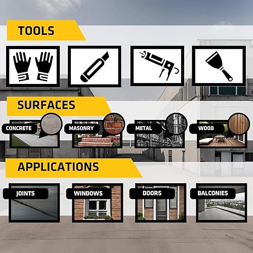 Miniatura 4 de AWF PRO Sikaflex 1a Kit - Sellador de hormigón y mampostería de poliuretano para superficies verticales y horizontales, Sikaflex 1a 10 oz (12)