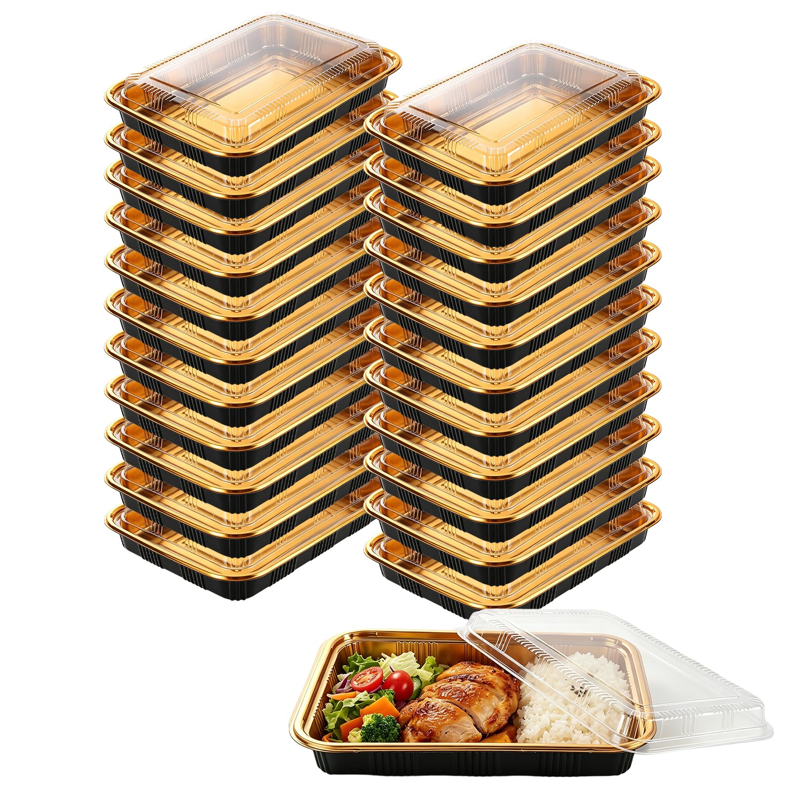 DAJAVE 25 Pcs Sandwich Platter Trays with Lids Reusable Buffet Trays