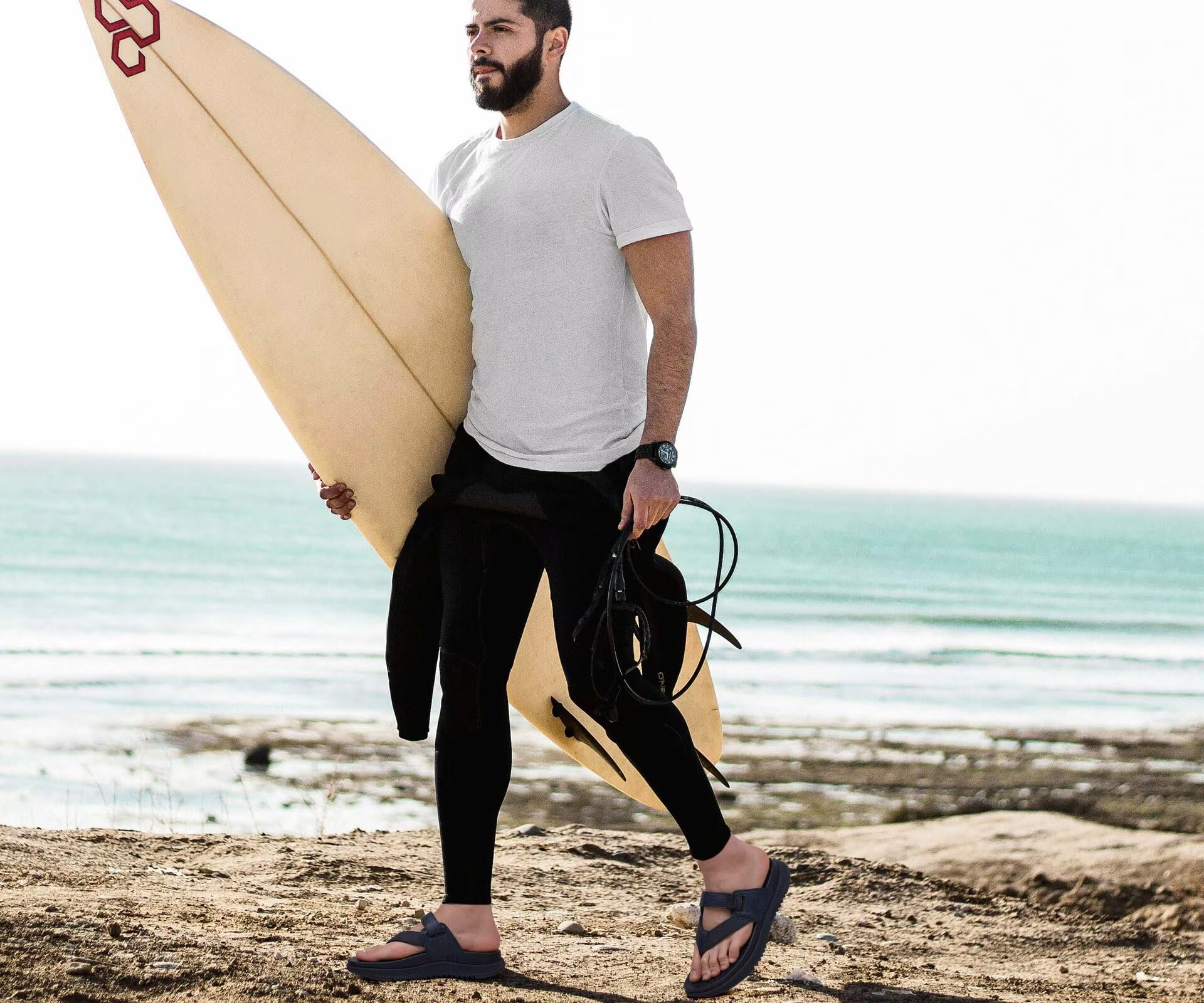 ONCAI Mens Ortopedic Flip Flops Sandali da camminare da uomo con supporto arco Sandalo di recupero sportivo per uomo