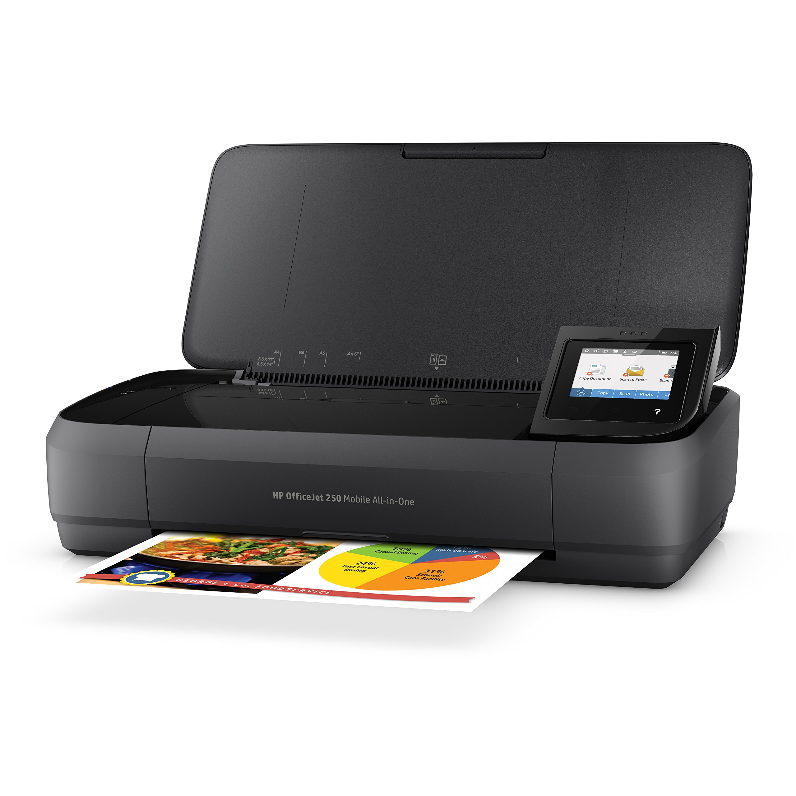 HP OfficeJet 250 mobiler Multifunktionsdrucker (Drucker Scanner, Kopierer, WLAN, ePrint, WiFi Direct, USB, 4800 x 1200 DPI) schwarz