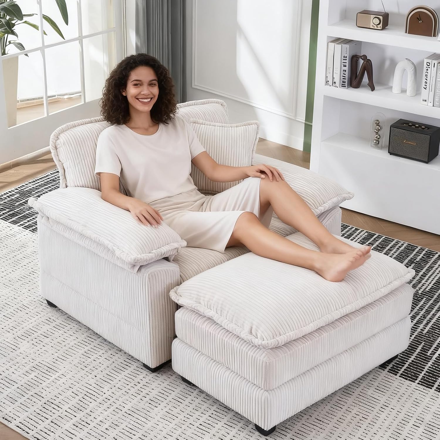 Amazon.com: 46.9" Oversized Chaise Lounge Chair Indoor with Ottoman ...