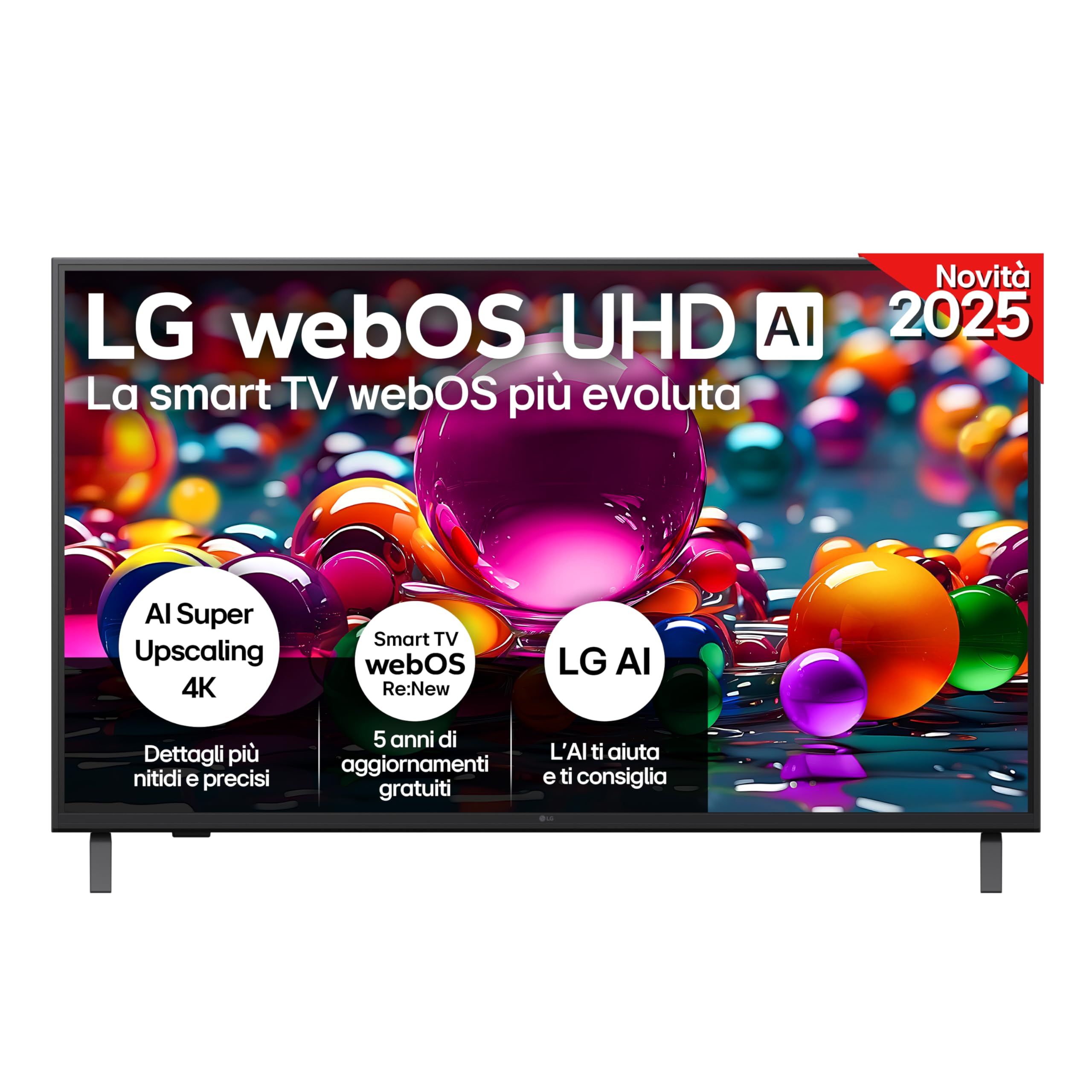 LG webOS UHD AI UA75 TV 43 pollici, Smart TV 4K Ultra HD, Processore α7 Gen8, webOS con AI, Filmmaker mode, HDR10, Gaming con VRR 4K@60Hz, Game Optimizer, Wi-Fi, 43UA75006LA 2025