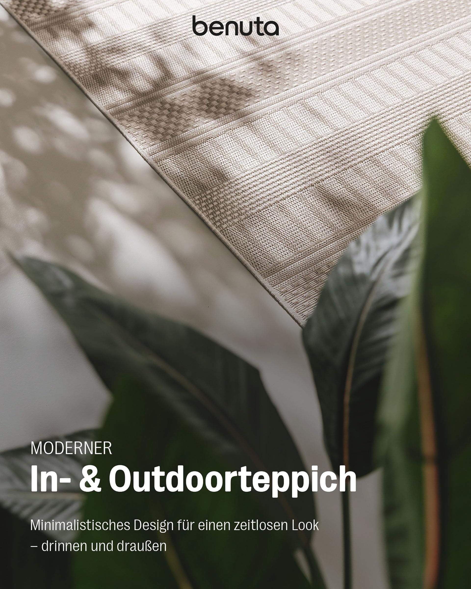 benuta In- & Outdoor Teppich Naoto Beige 120x170 cm | Pflegeleichter Teppich geeignet für Innen- und Außenbreich, Balkon und Terrasse