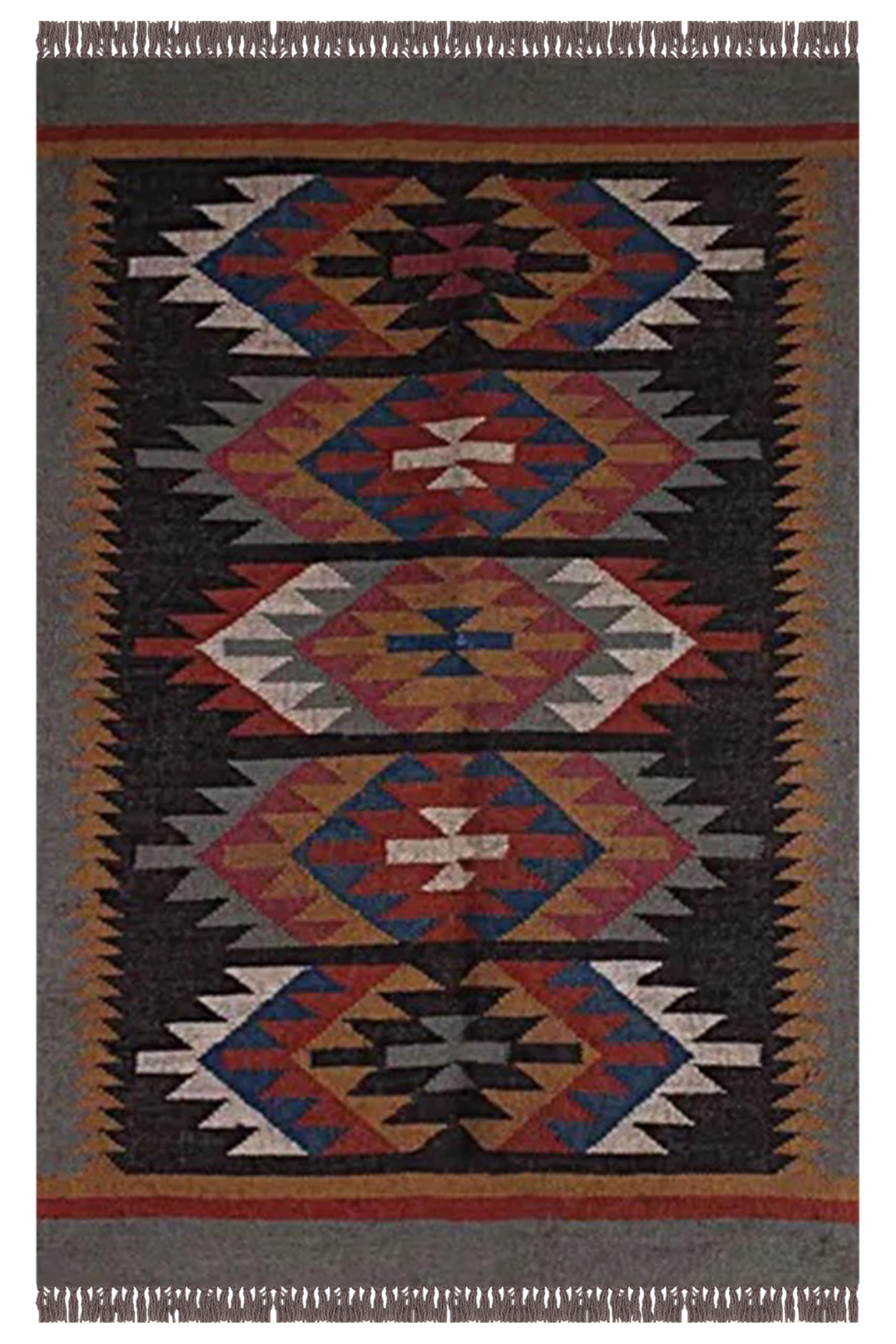 Tappeto reversibile in lana e iuta, 6 quadrati, nero e multi lana, tappeto kilim tessuto a mano, per interni ed esterni, ecologico, in lana, juta, tappeto per comodino, tappetino quadrato da