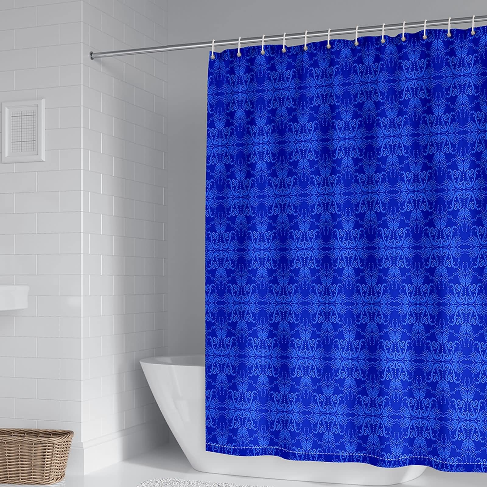 Rideau de douche fleurs vintage bleu pour une ambiance bain relaxante
