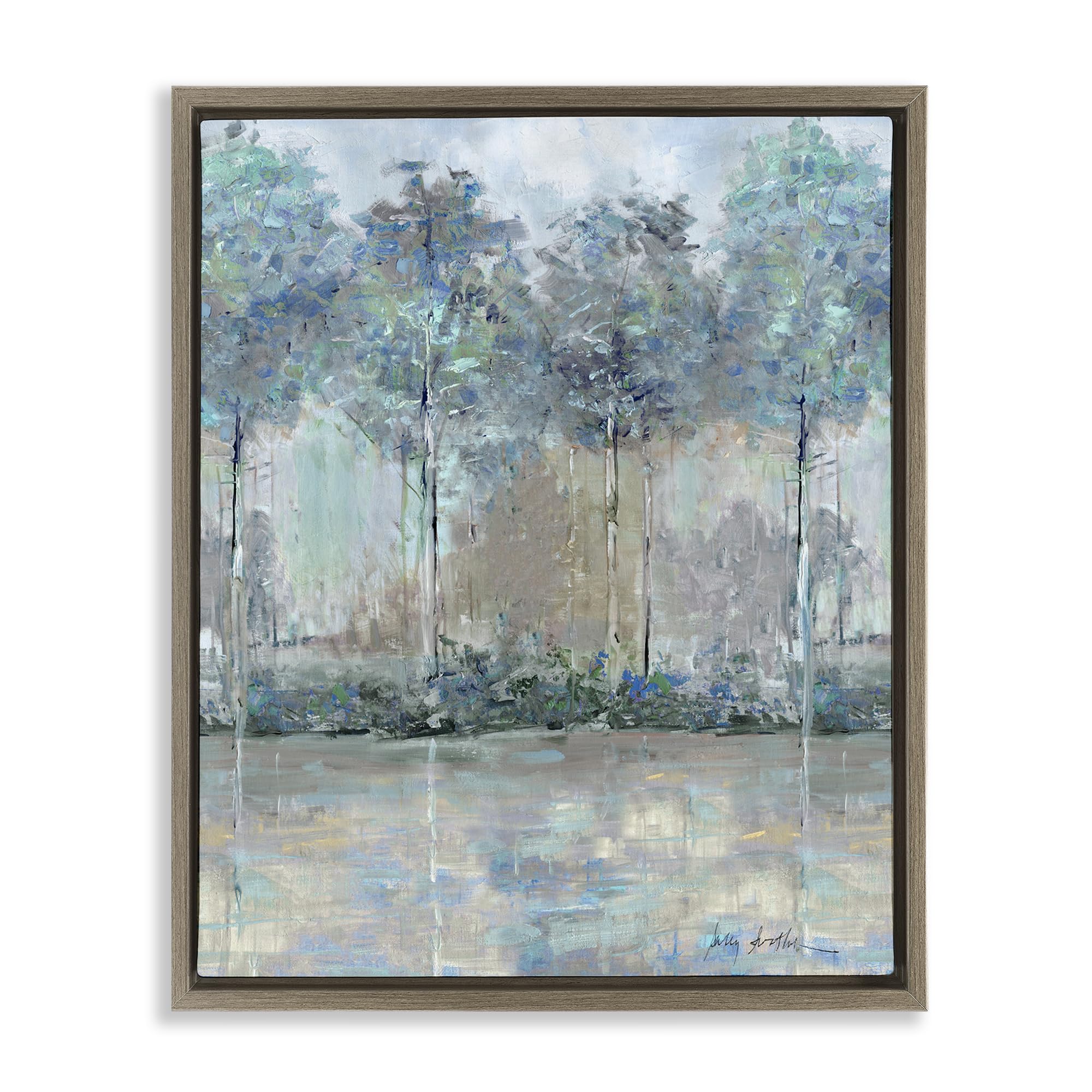 Stupell Industries Montalcino Elm (Textured) 'Subdued Impression Of Trees'| Floating Frame Canvas Art