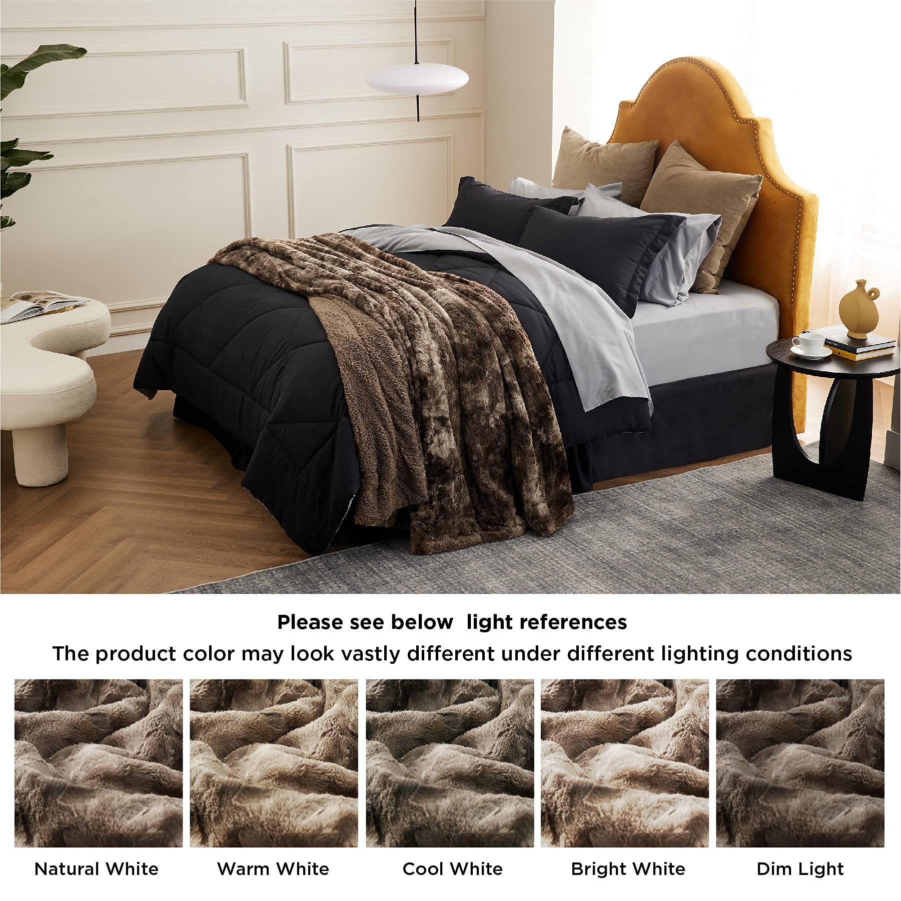 Bedsure Faux Fur King Size Blanket for Bed Brown Fuzzy Plush Fluffy