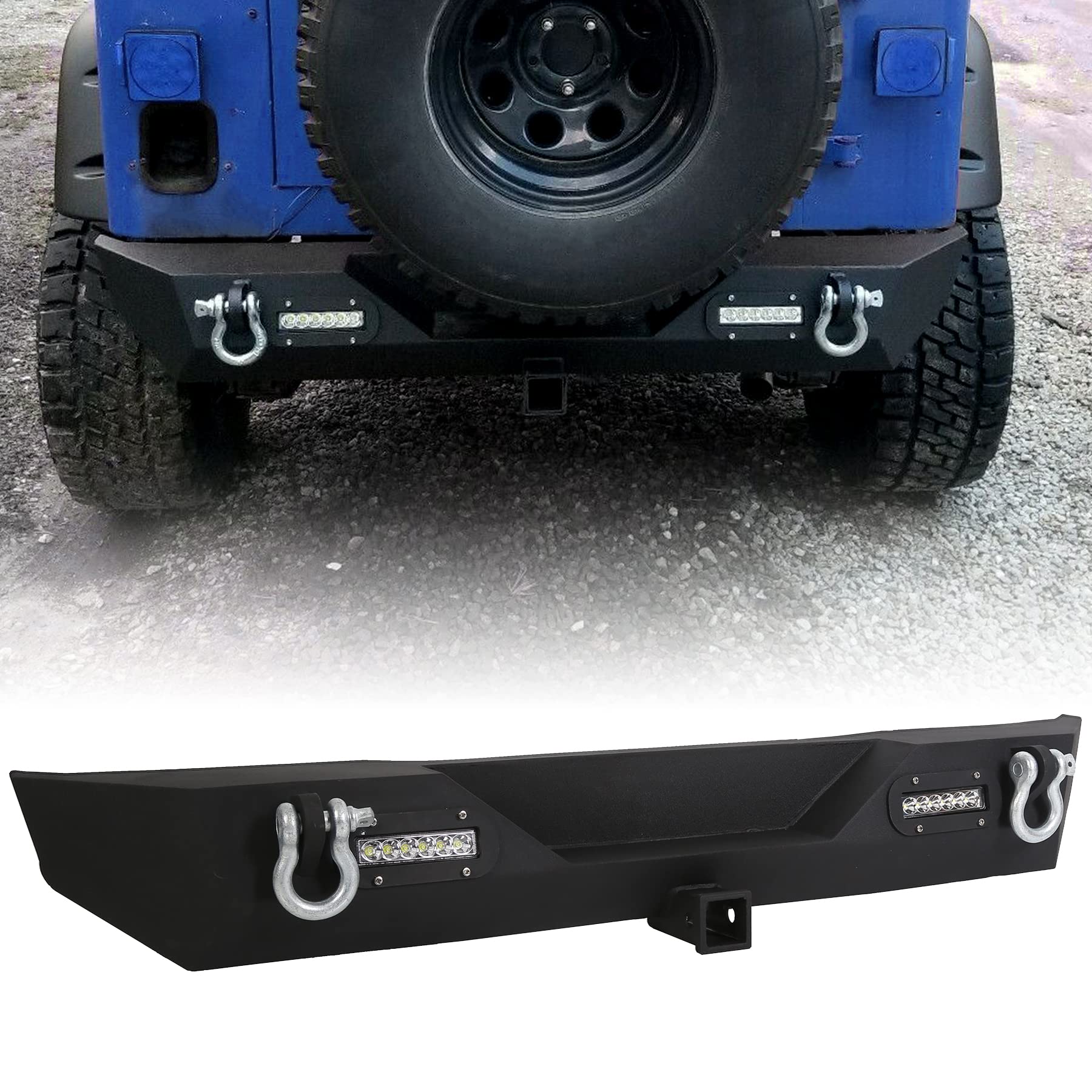 Rear Bumper For 8706 Jeep Wrangler TJ YJ Unlimited With LED Lights 2