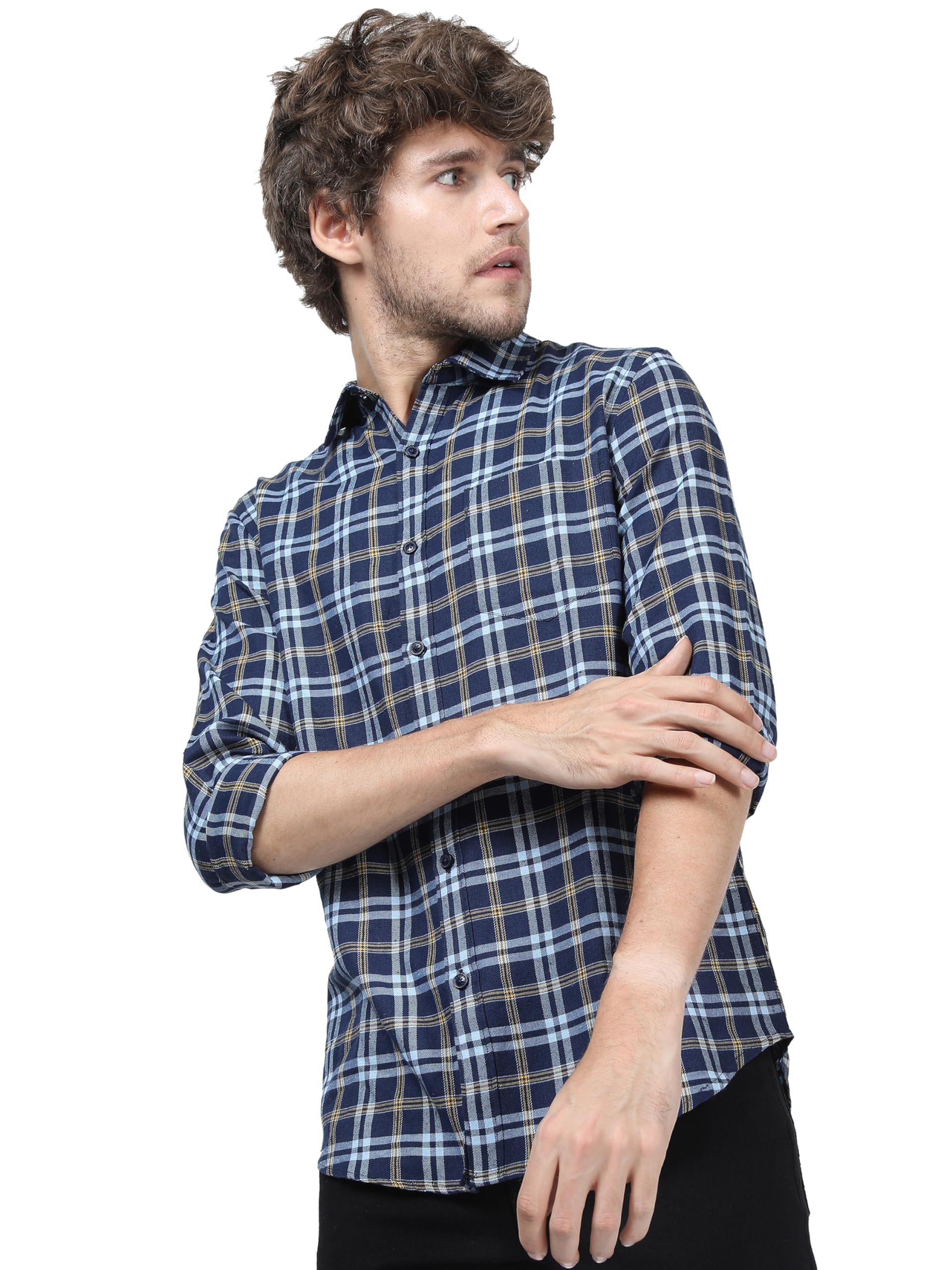 KETCHMen's Polyester Slim Fit Shirt