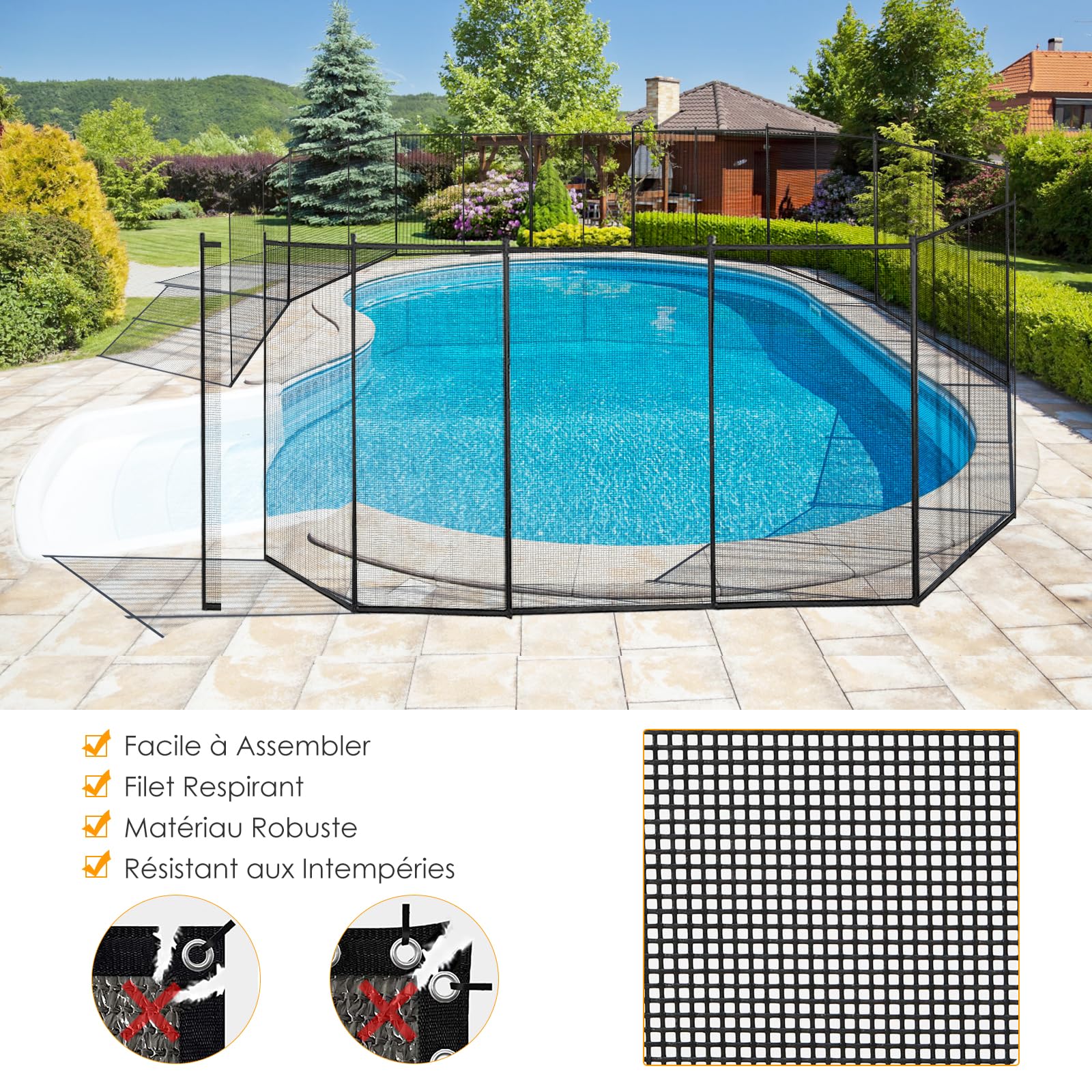 SOARS Clôture Piscine, Lot de 4 Barrières Extérieur 360 X 125 CM