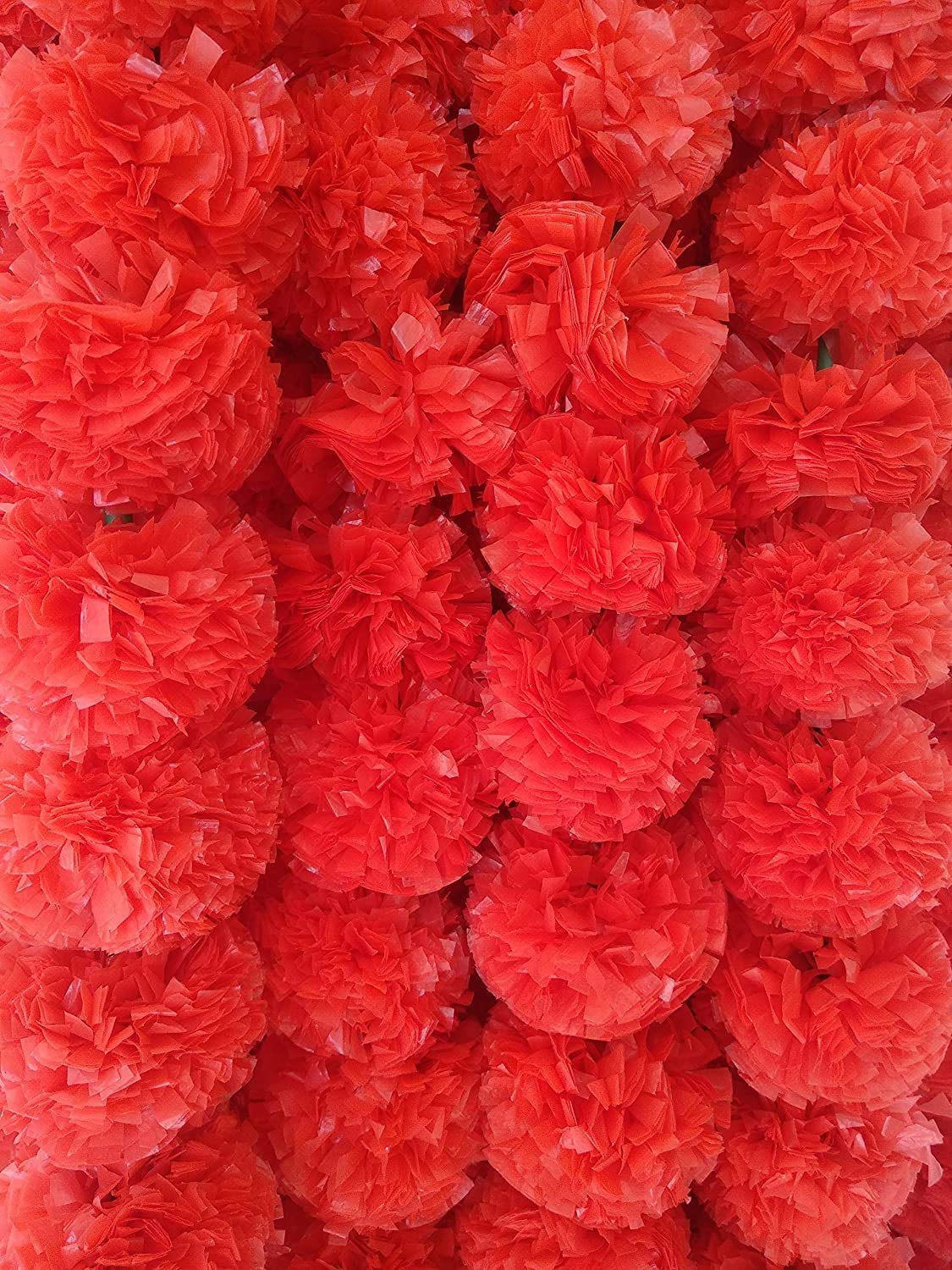 Amit Marketing Artificial Flowers I Marigold Garland Flowers I Garlands for Door Decoration Genda Phool for Wedding, Festivals, Events I Home Decor Tools I 5 Feet - Pack of 5 Pcs (Red) 2
