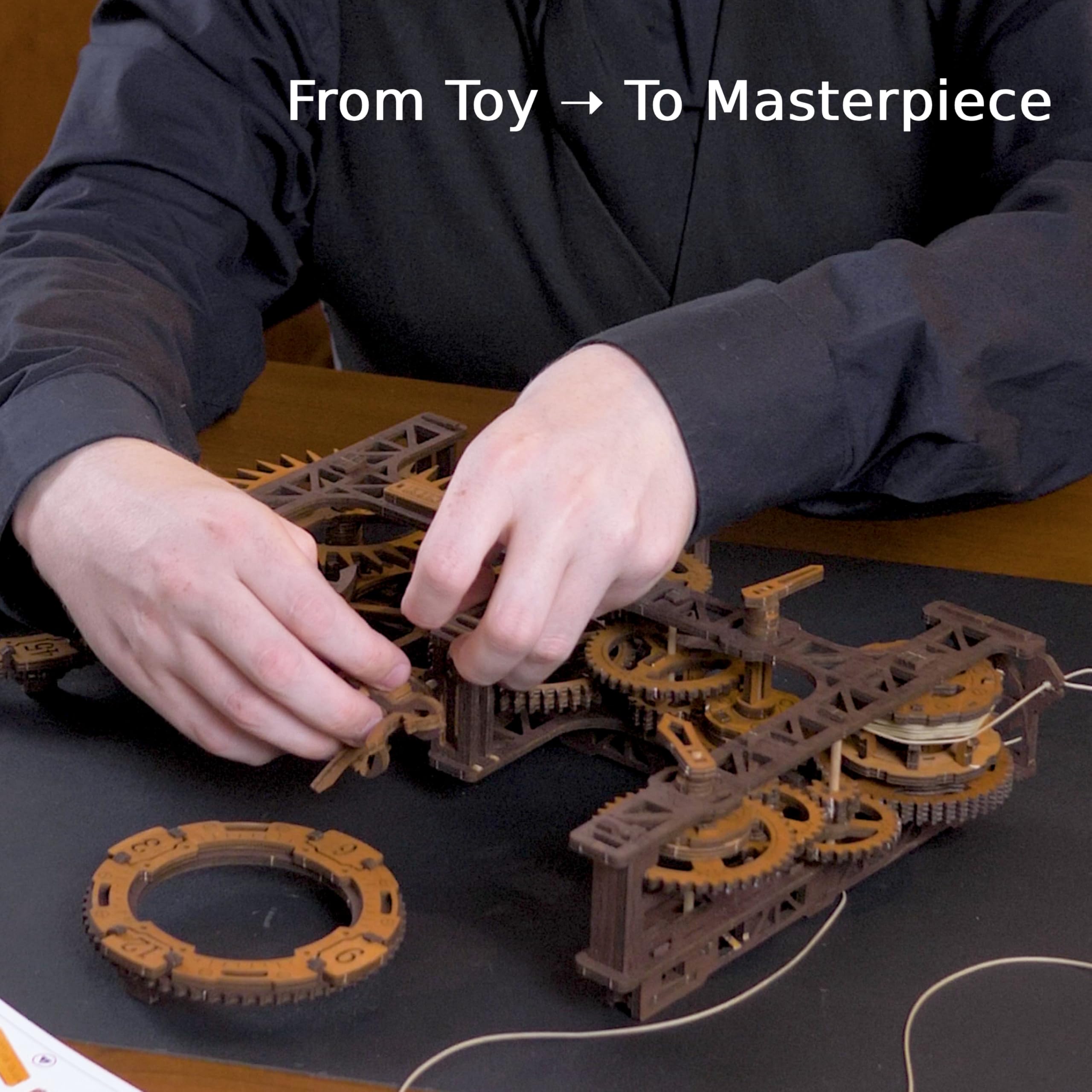 WOODEN.CITY Steampunk Gearworks 3D drewniany zegar puzzle, zestaw modeli zegara ściennego, zbuduj własne puzzle z ruchomymi przekładniami, 288 części, zestaw do budowania dla dorosłych