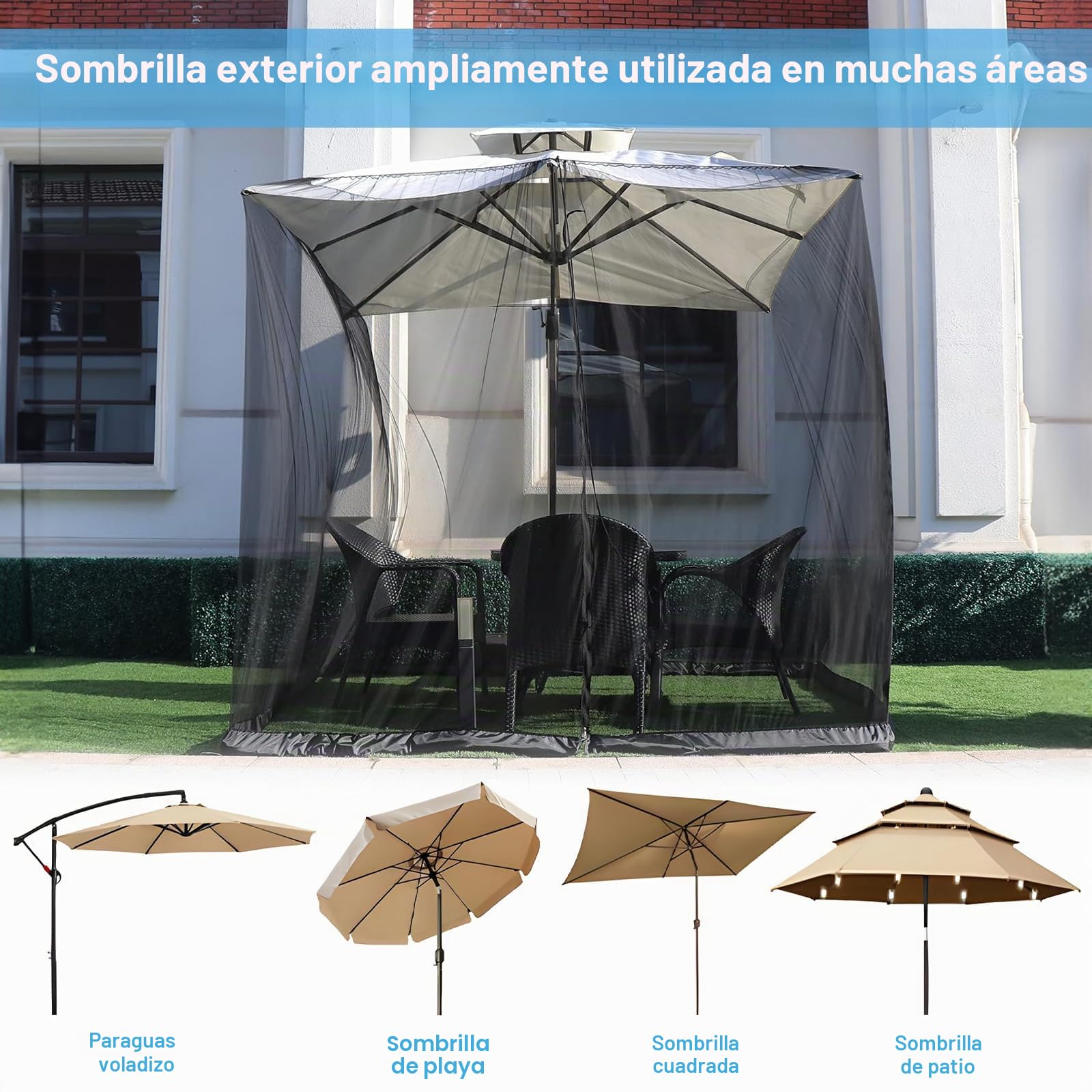 LALAGO Mosquitera para sombrillas 335 x 240 cm